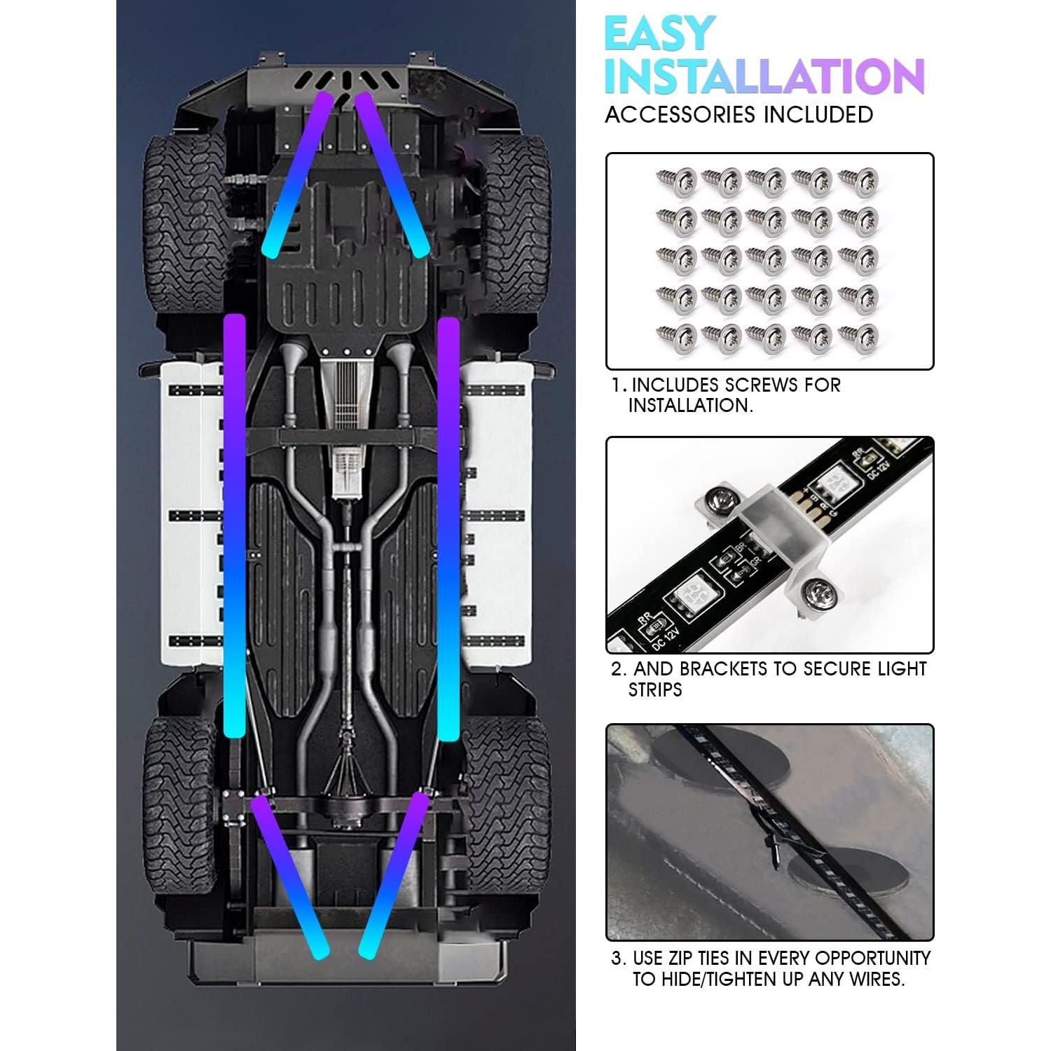 Barra de luz LED RGB Xprite UGL-62711-G2, aluminio, 6Pcs