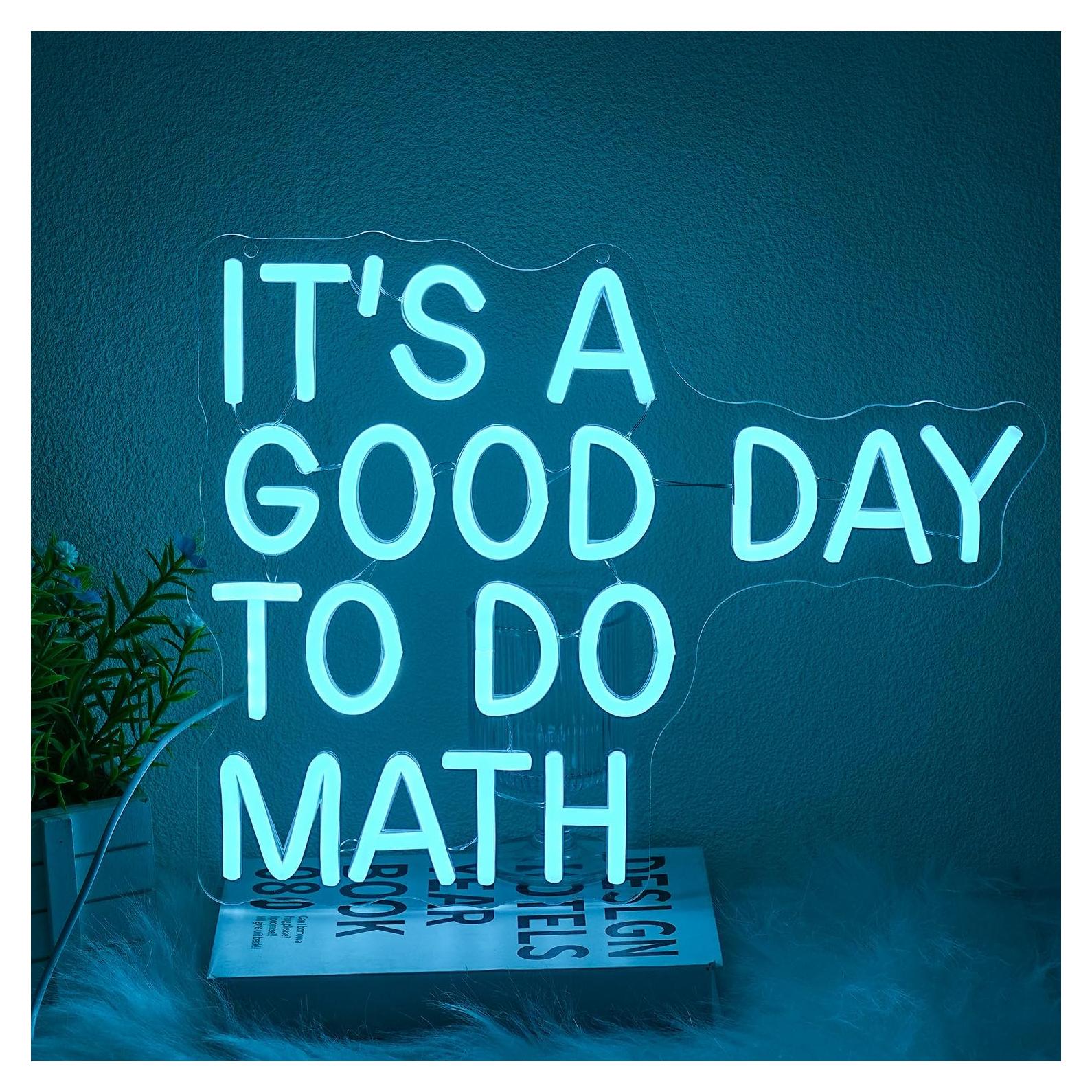 Letrero de Neón LED Xixkilly 'Es un buen día para hacer matemáticas'