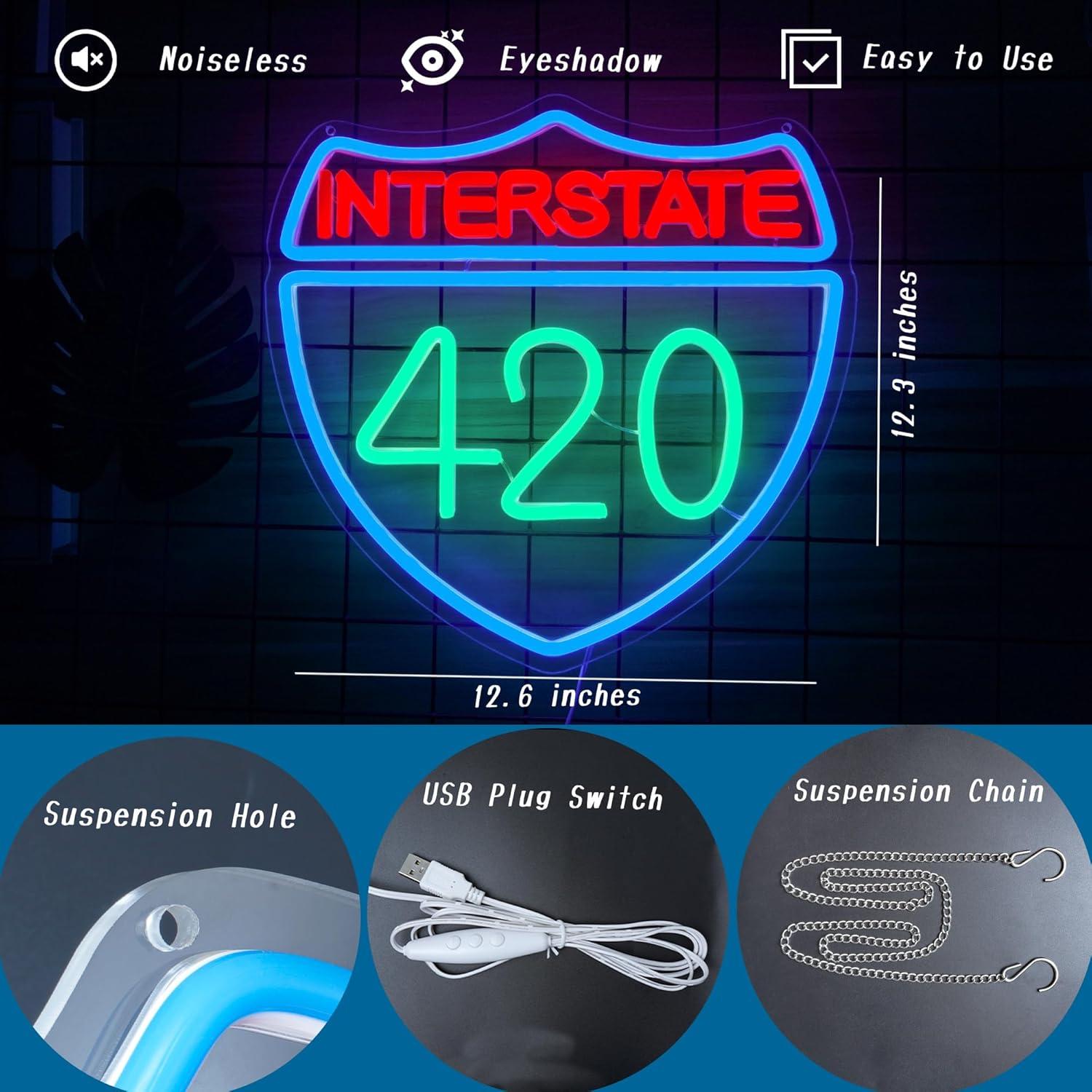 Cartel de Neón 420 Interstate LED Dimmable 32x31 cm