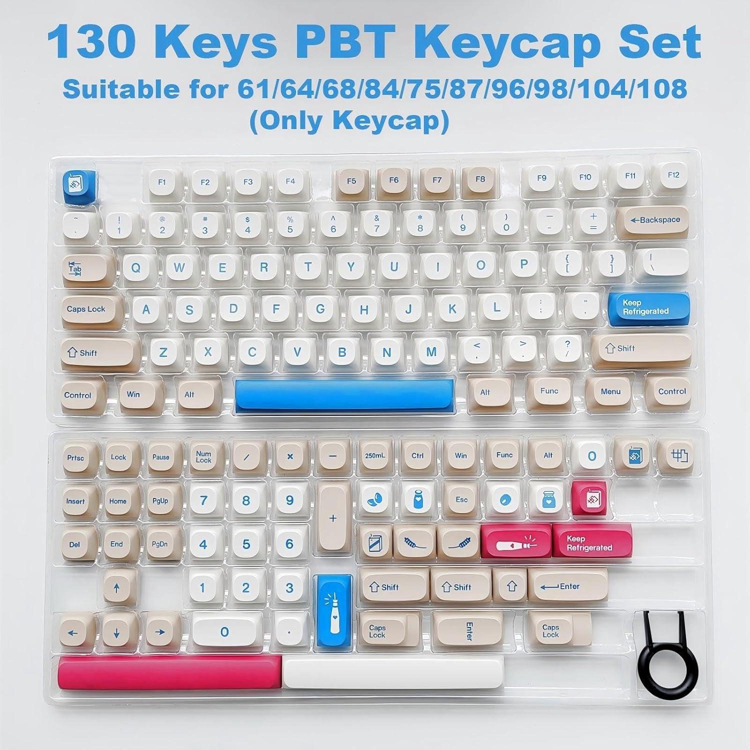 Tapa de Teclado PBT TIMSEKER Perfil MA 130 Teclas Beige y Azul