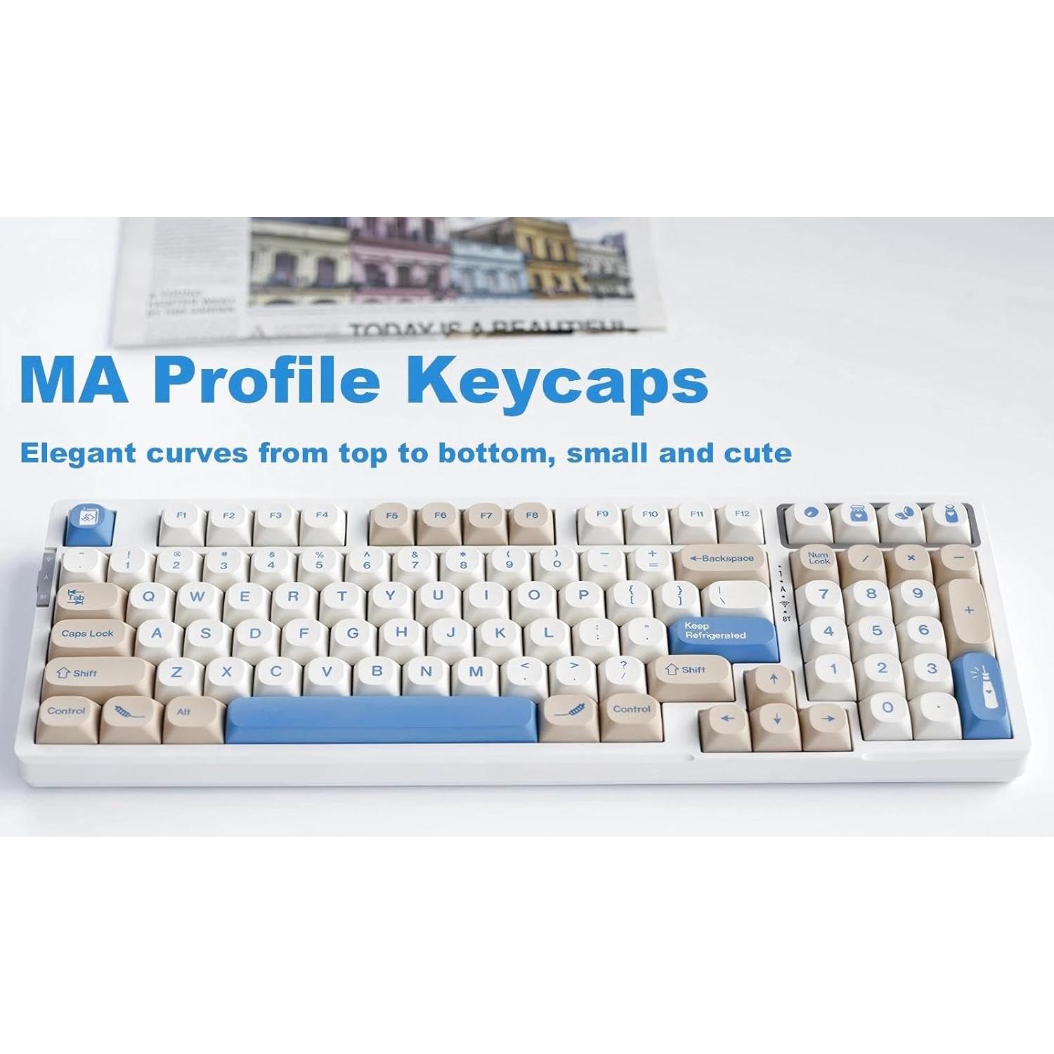 Tapa de Teclado PBT TIMSEKER Perfil MA 130 Teclas Beige y Azul