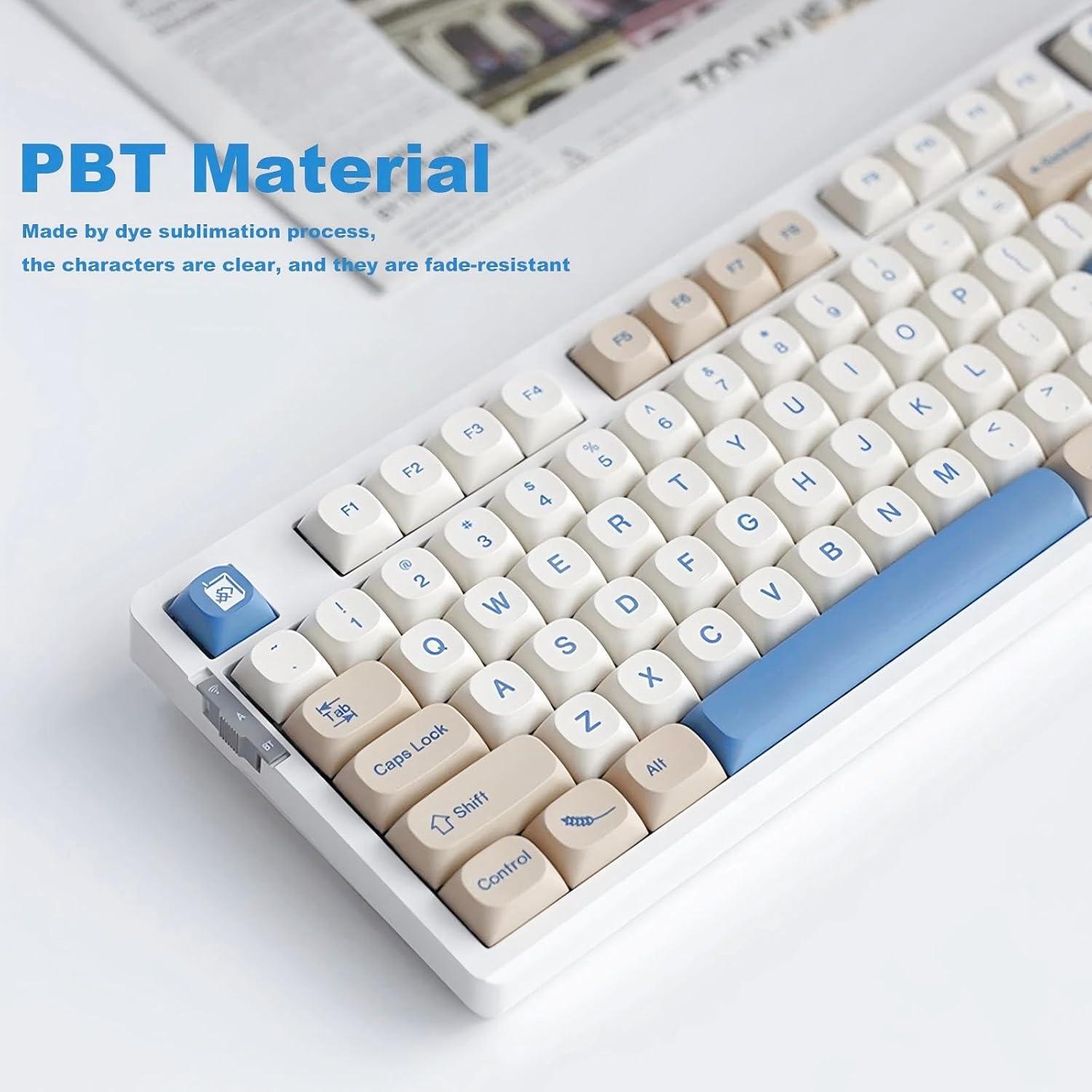Tapa de Teclado PBT TIMSEKER Perfil MA 130 Teclas Beige y Azul