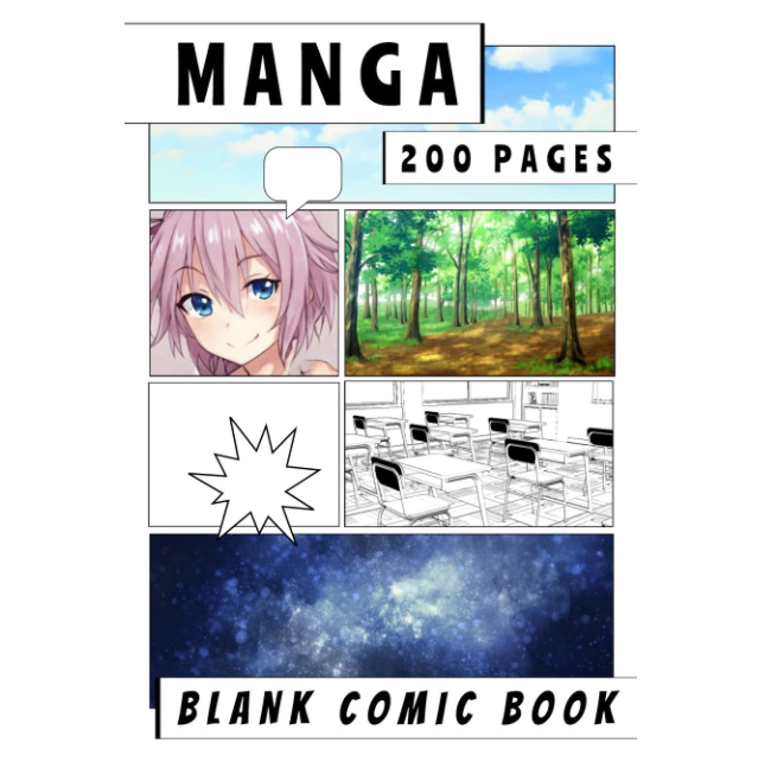 Manga - Blank Comic Pages Book. 6" x 9". 200 Pages. 1 Template.