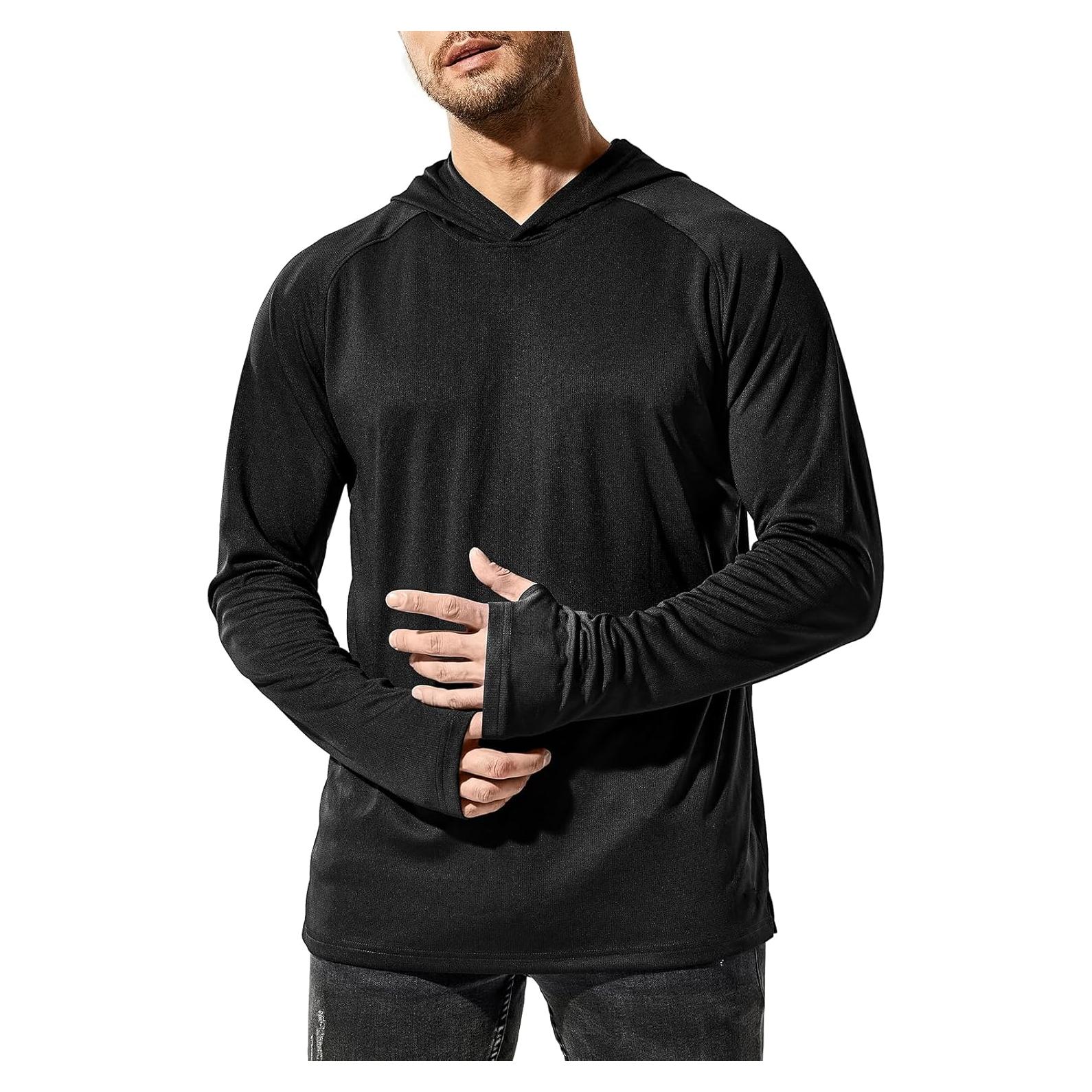 Sudadera con Capucha MIER Hombre UPF 50+ Manga Larga Negra