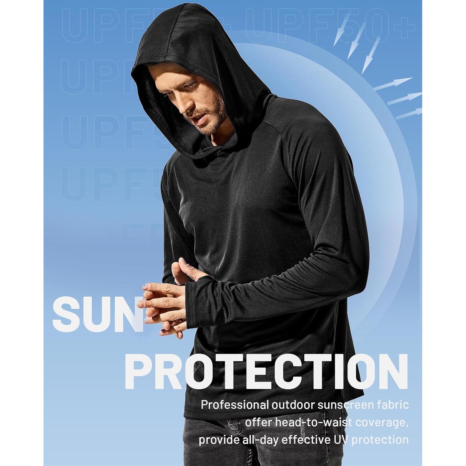 Sudadera con Capucha MIER Hombre UPF 50+ Manga Larga Negra