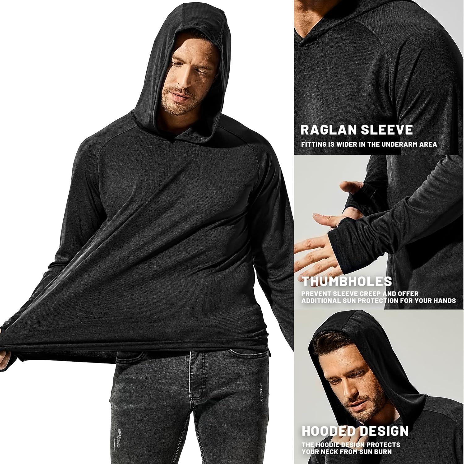 Sudadera con Capucha MIER Hombre UPF 50+ Manga Larga Negra