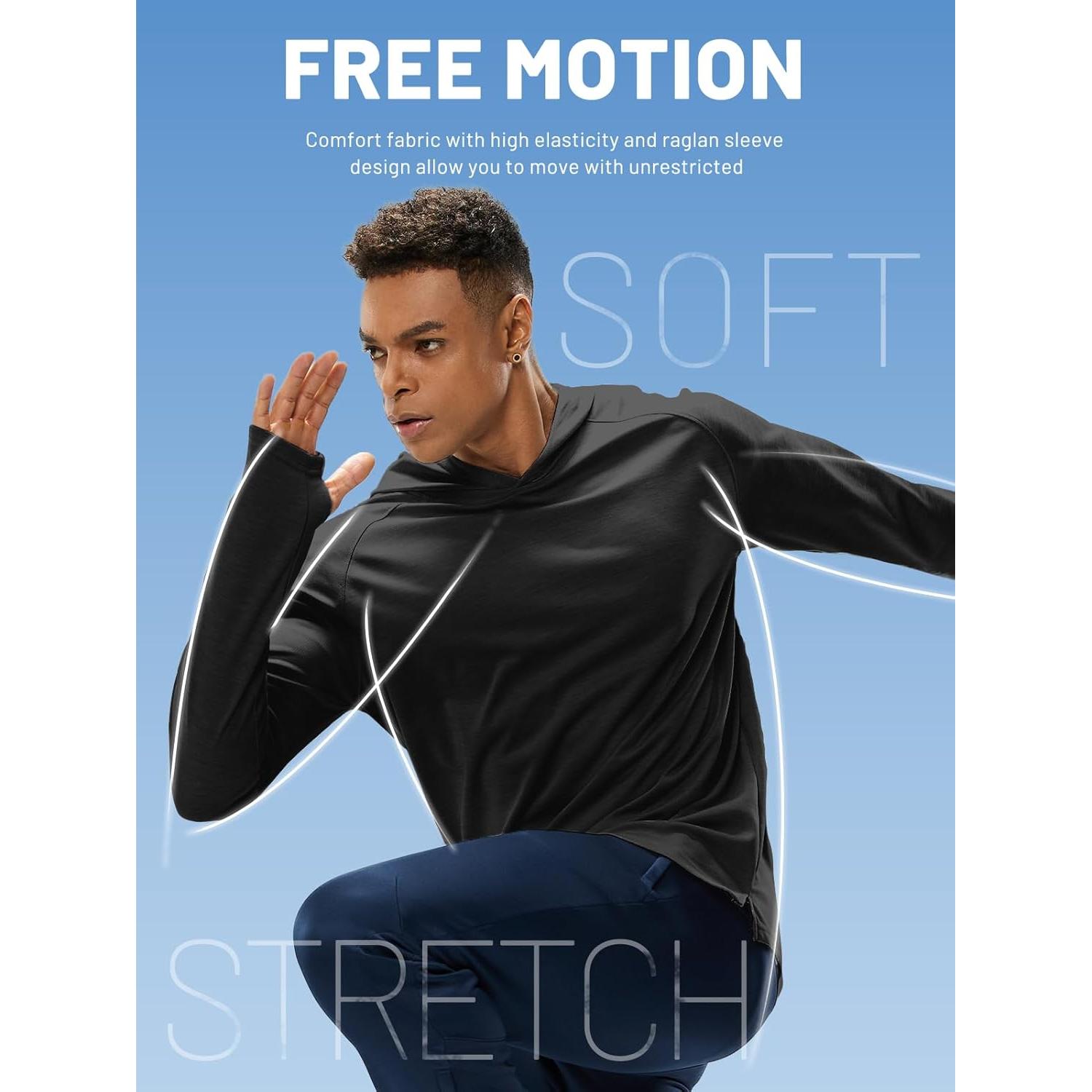 Sudadera con Capucha MIER Hombre UPF 50+ Manga Larga Negra