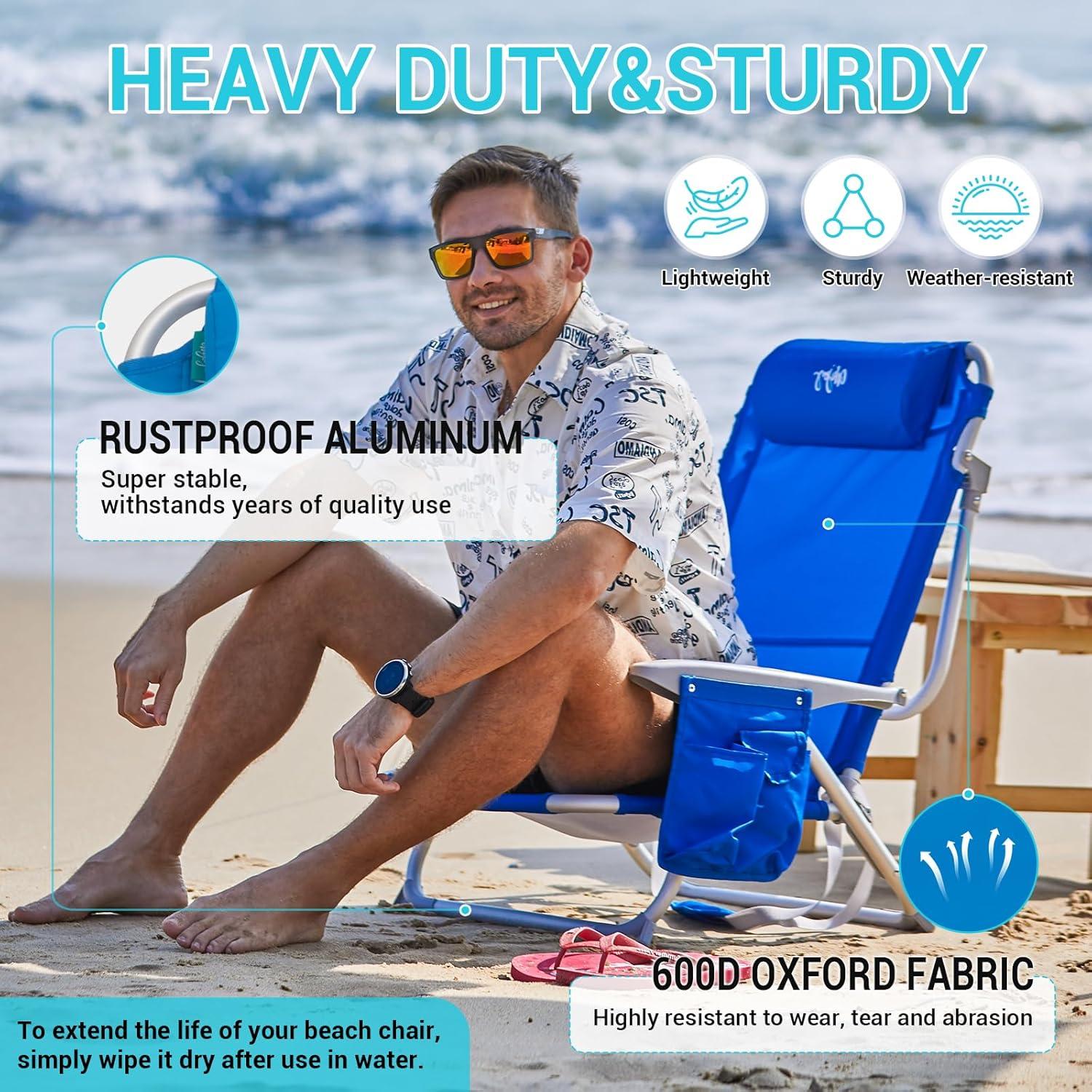 Silla de Playa Plegable WEJOY BCL Azul 4 Posiciones 120kg