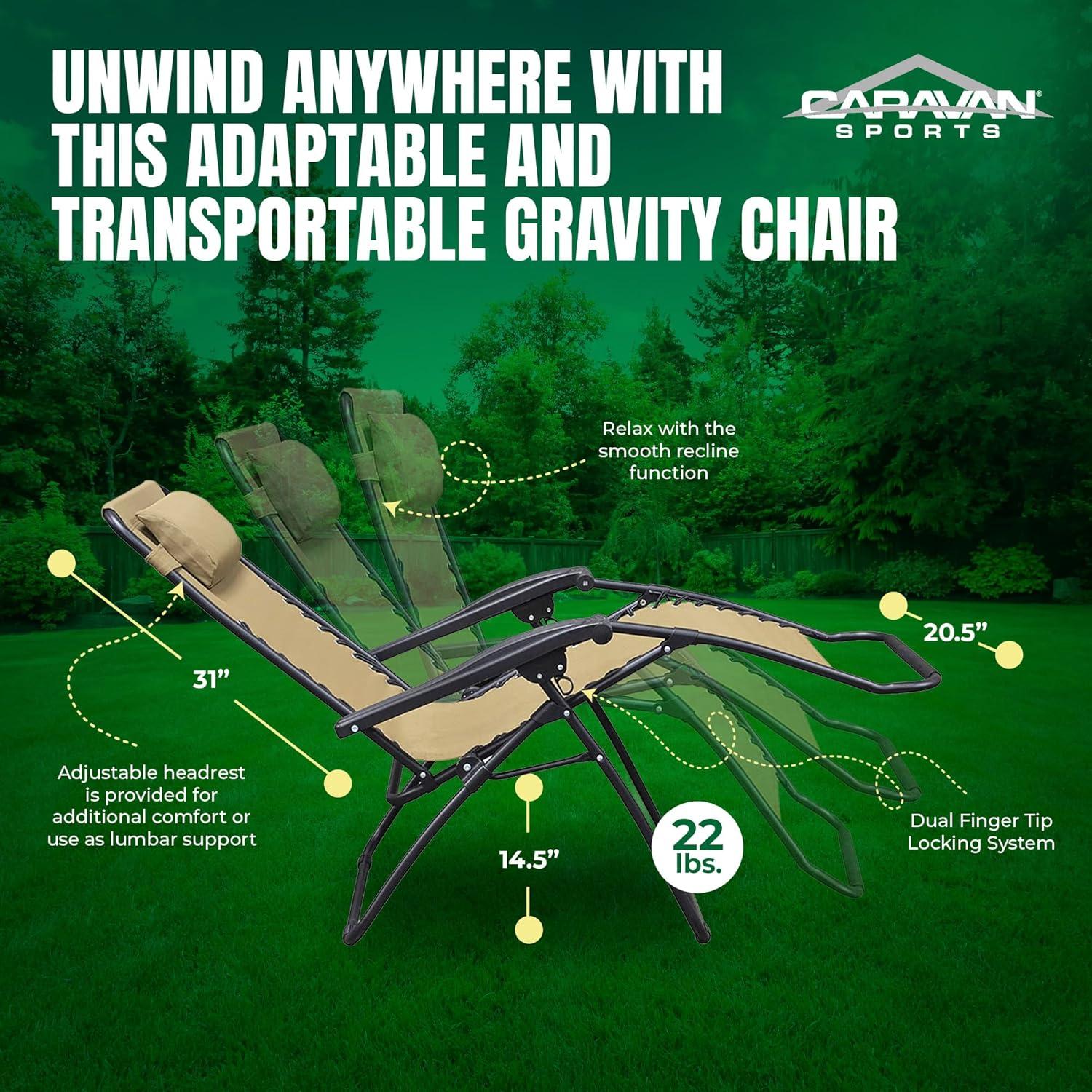 Silla Plegable de Gravedad Cero Caravan Sports Beige