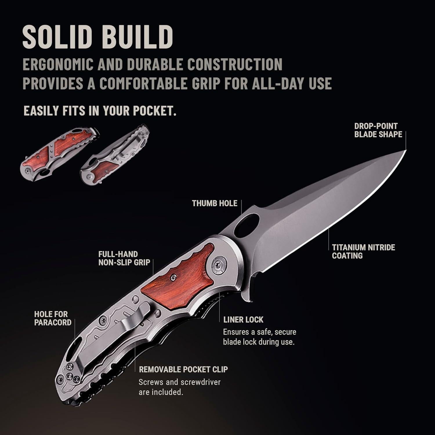 Cuchillo Plegable Grand Way 97010 - Acero Inoxidable 9.8 cm