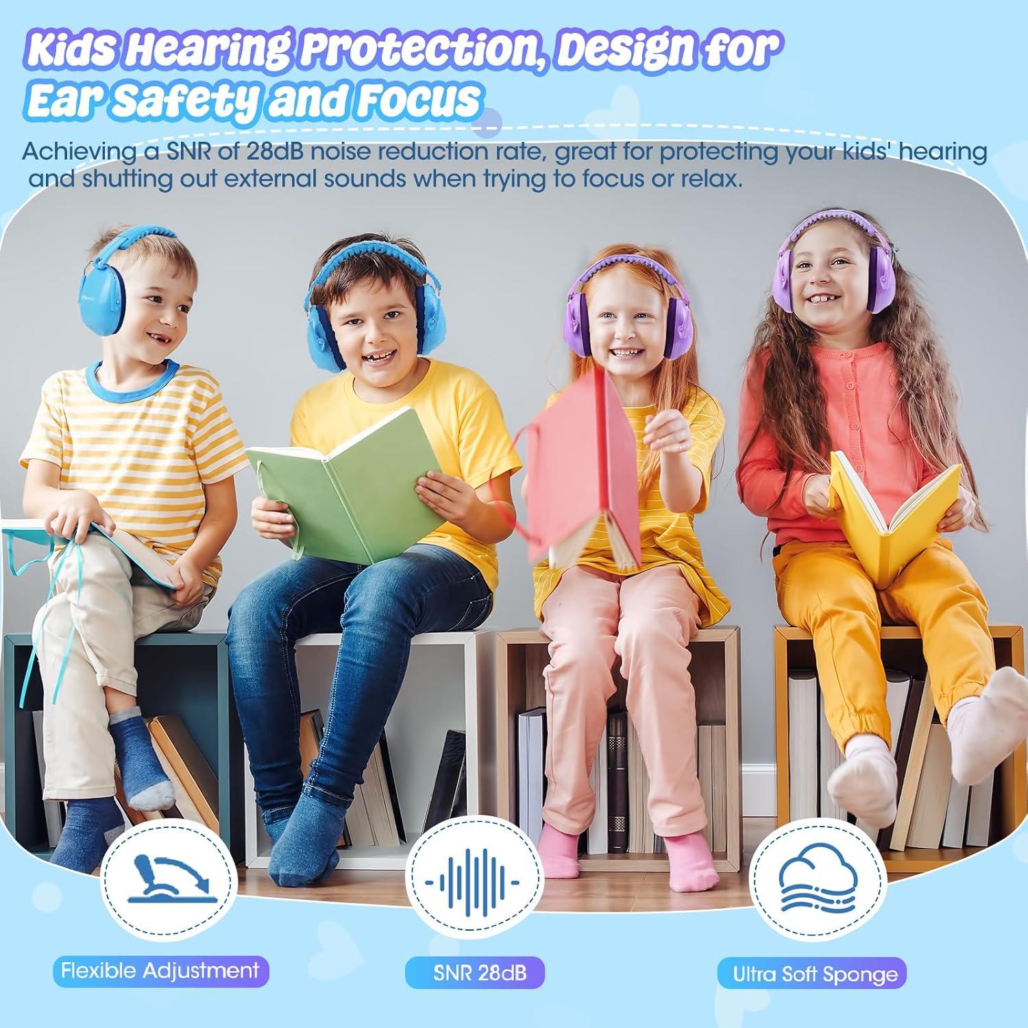 Auriculares Canceladores de Ruido MelonArt para Niños Azul y Púrpura