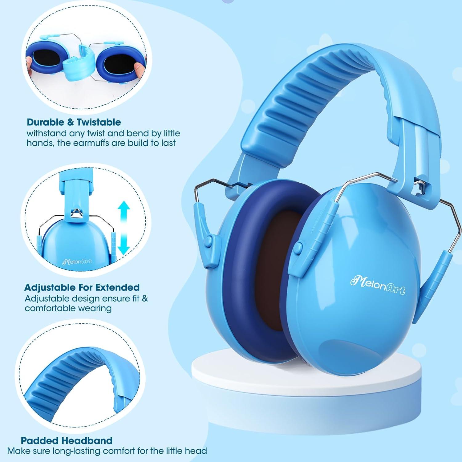 Auriculares Canceladores de Ruido MelonArt para Niños Azul y Púrpura