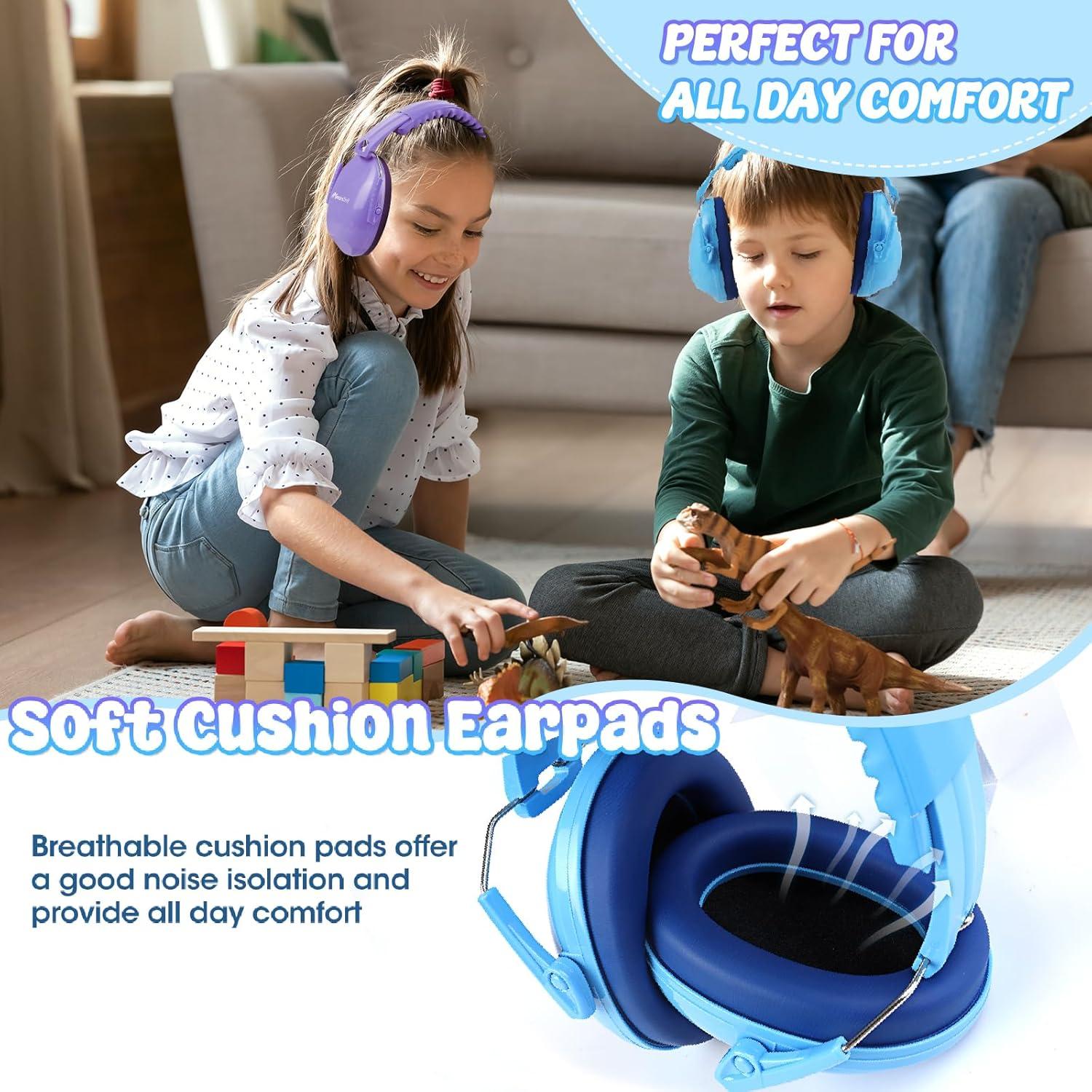 Auriculares Canceladores de Ruido MelonArt para Niños Azul y Púrpura