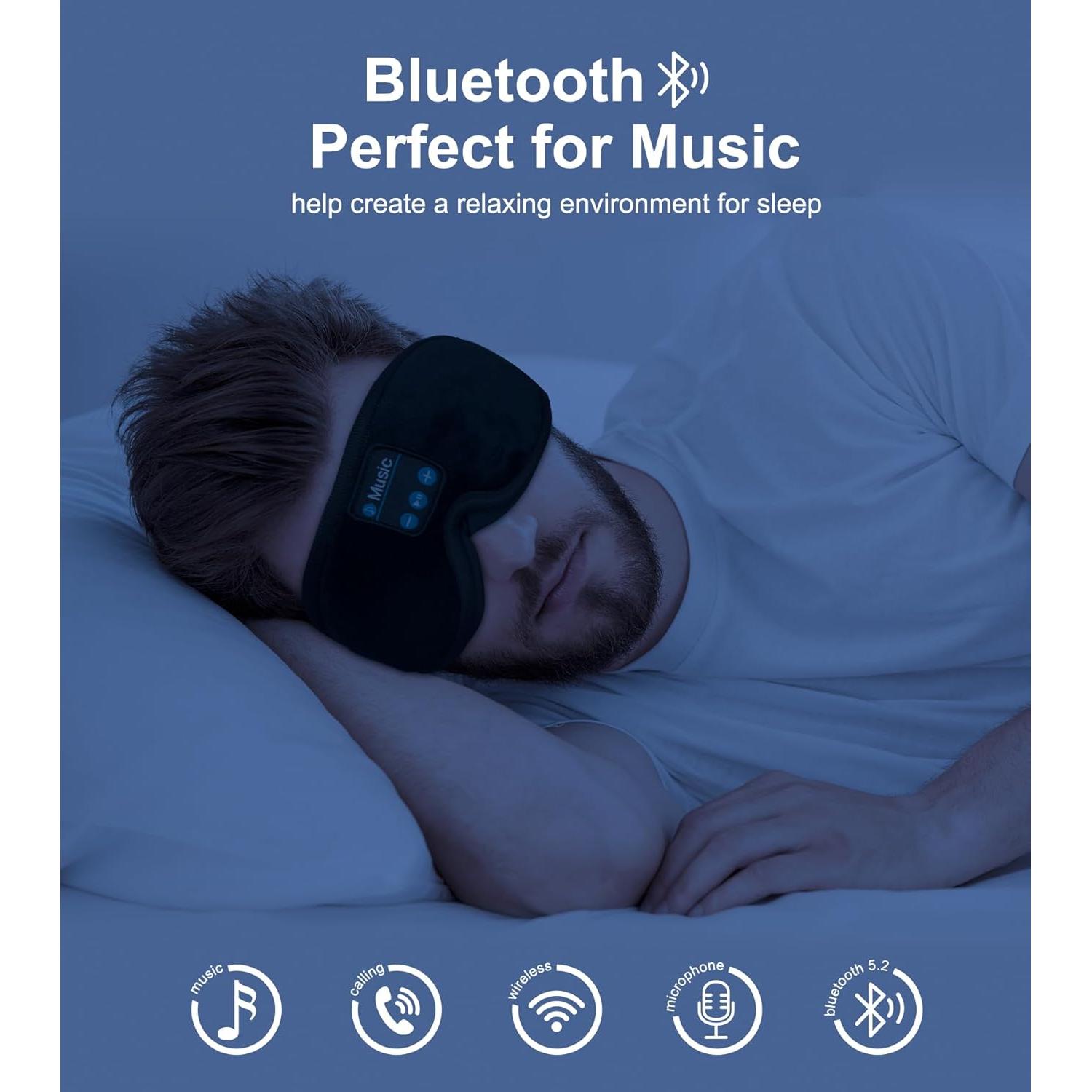 Máscara de Ojos Musical 3D Jiaao Bluetooth Ajustable Negro