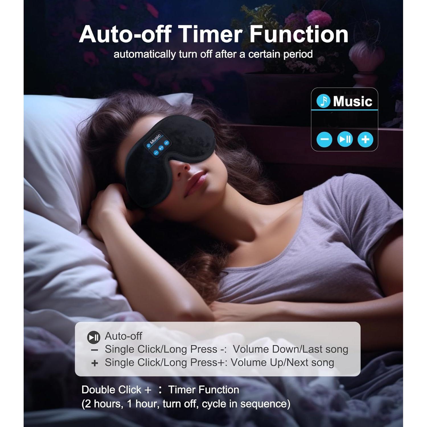 Máscara de Ojos Musical 3D Jiaao Bluetooth Ajustable Negro