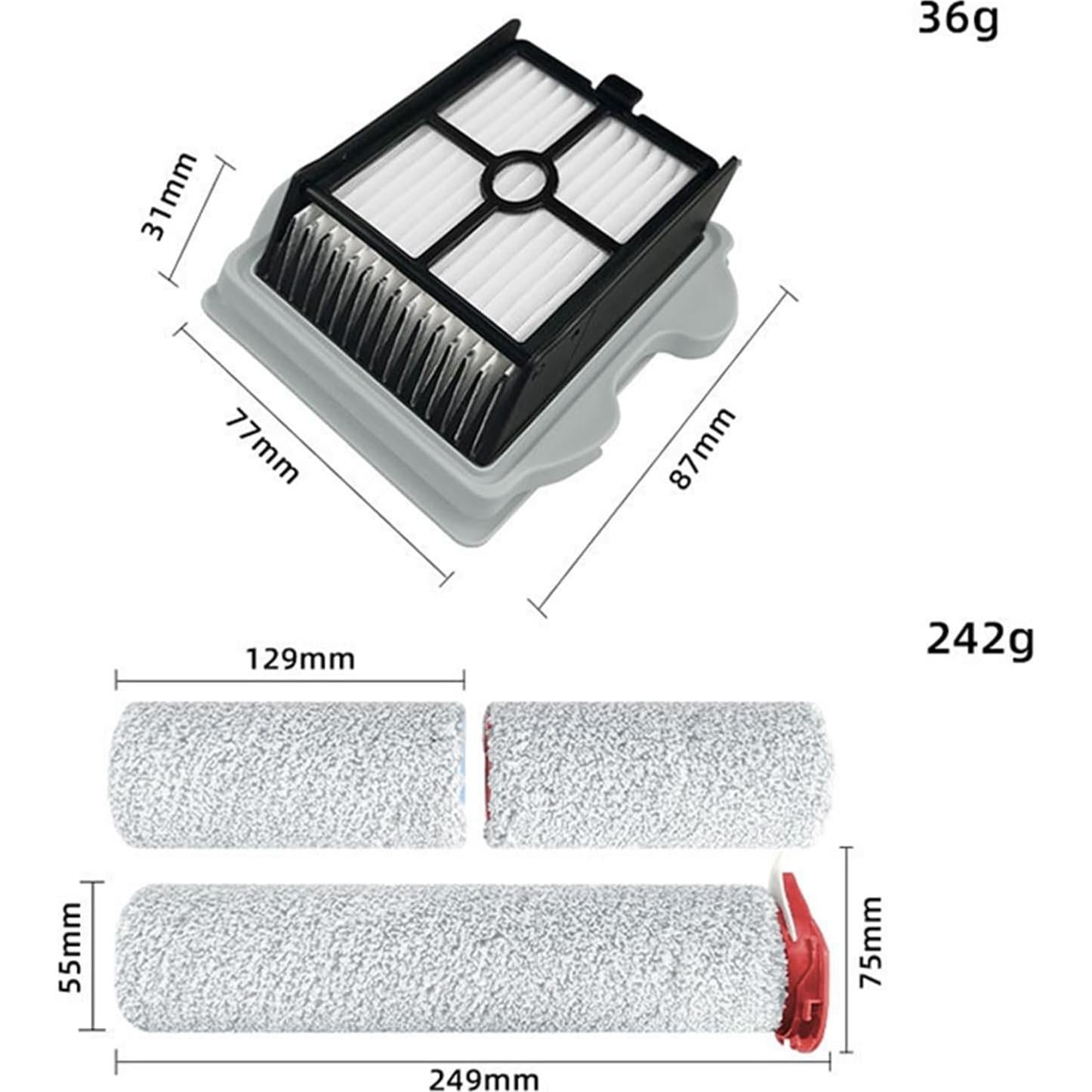 3 Piezas Cepillos Suaves para Roborock Dyad Pro y A10 Plus