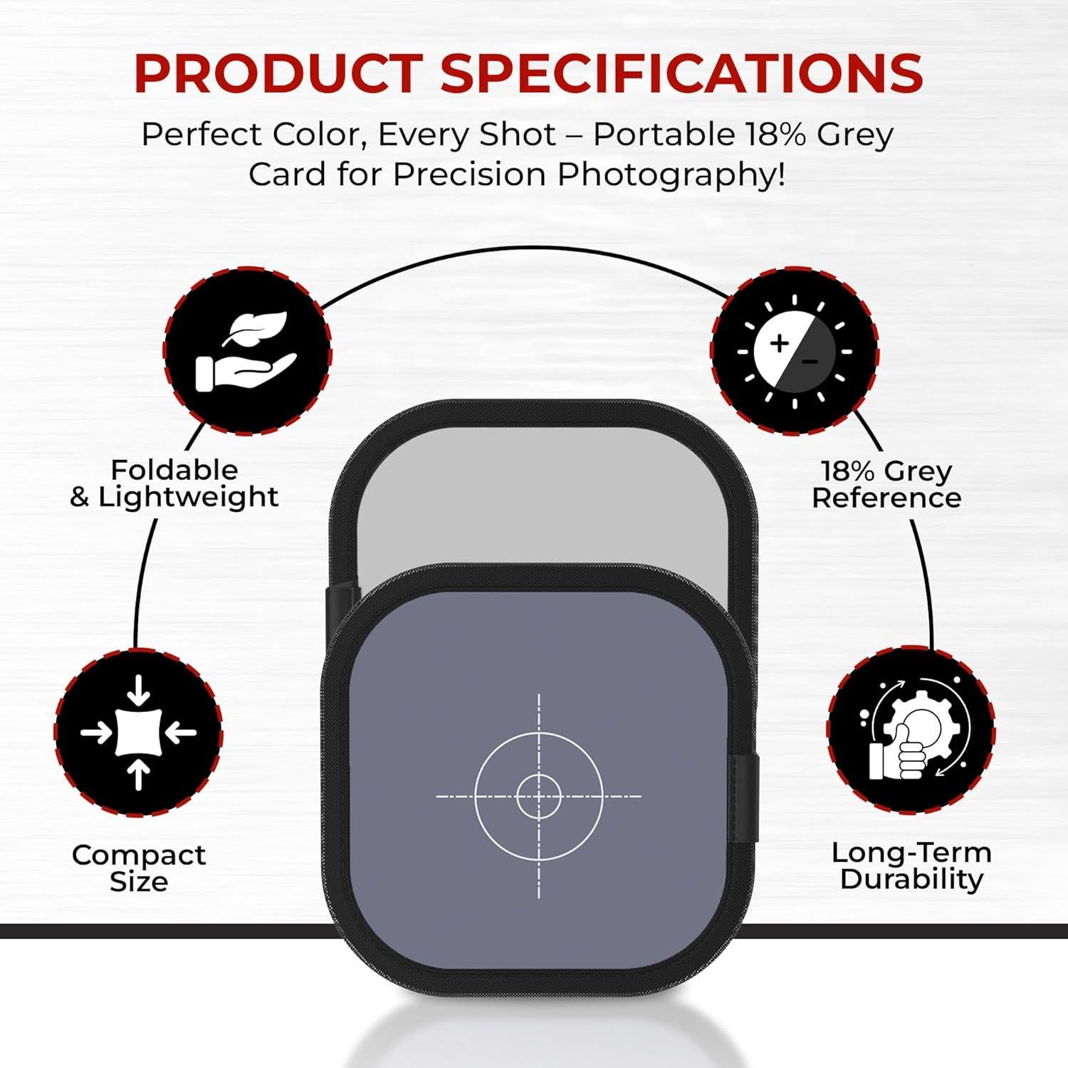 Tarjeta de Balance de Blancos Doblada 20cm Cámara Reflex