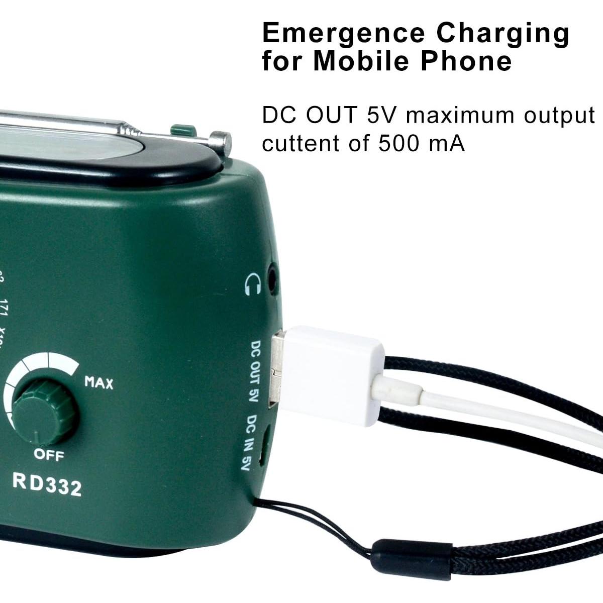 Radio de Emergencia MOLEBIT RD322T Solar y Manivela Verde