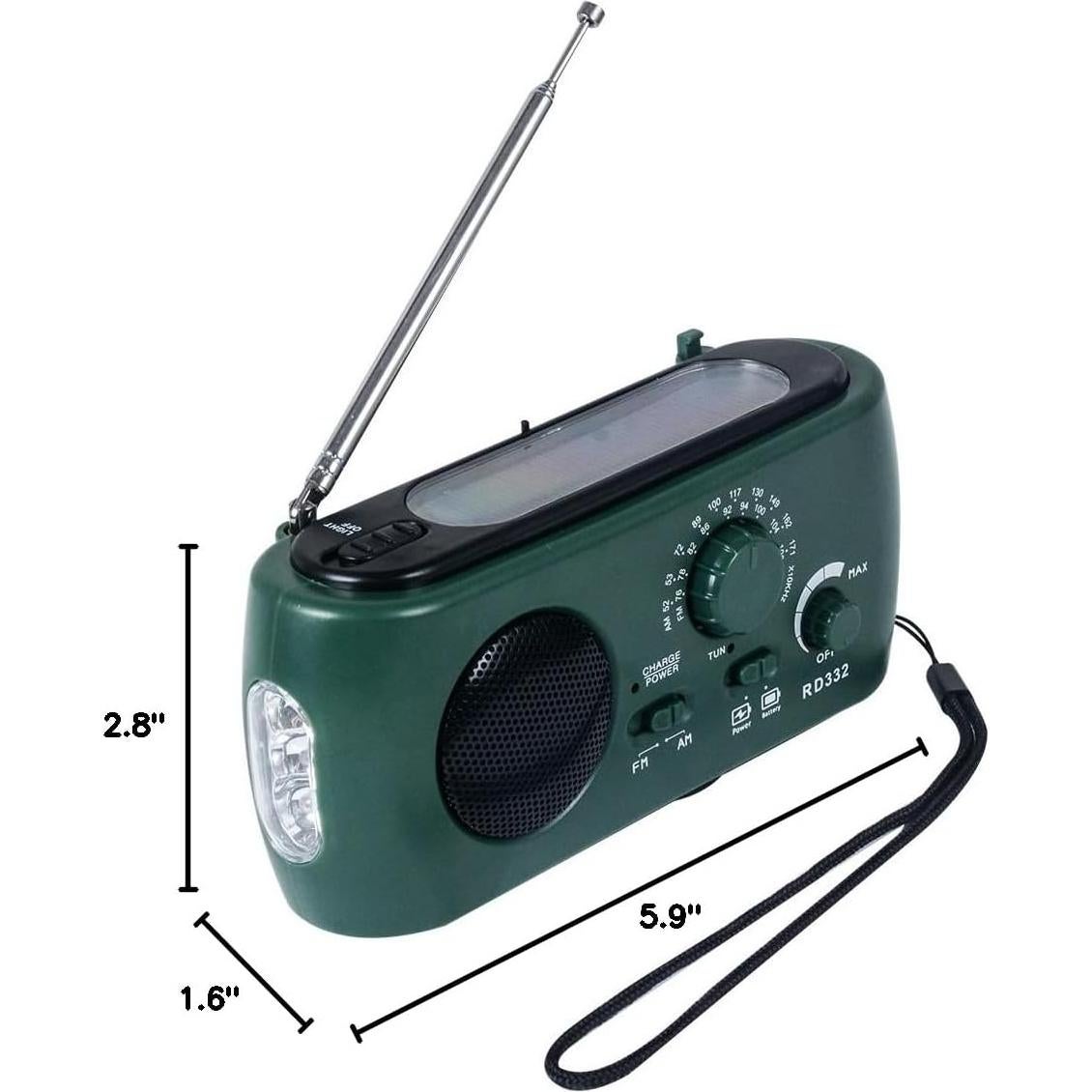 Radio de Emergencia MOLEBIT RD322T Solar y Manivela Verde