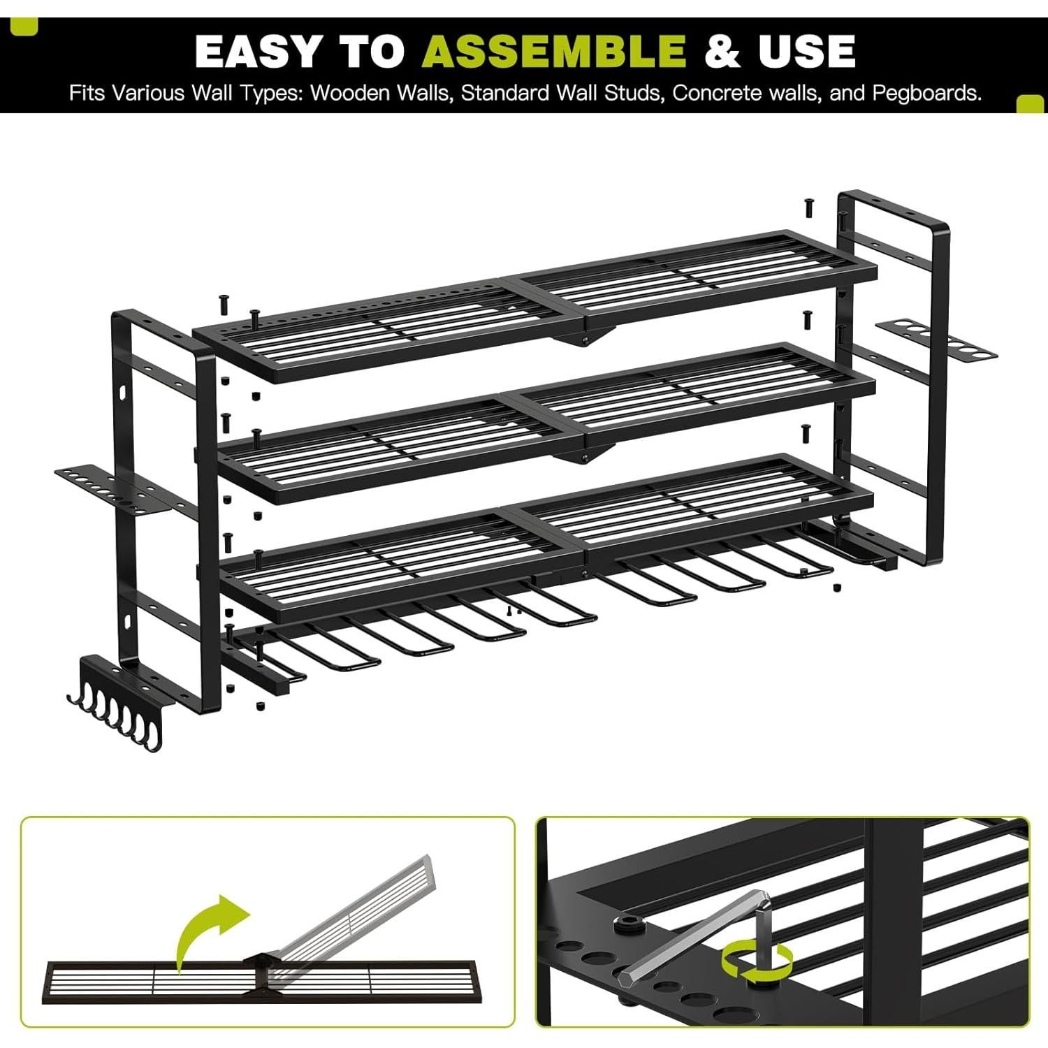 Organizador de Herramientas Montaje en Pared NattyDot Negro
