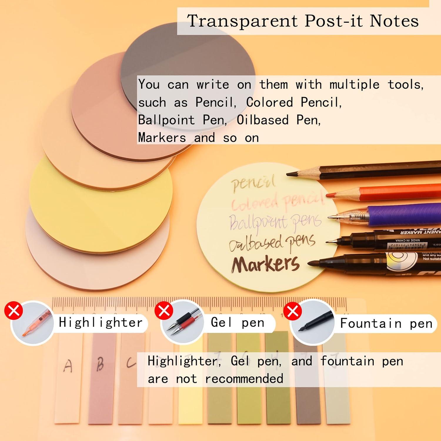 Notas Adhesivas Transparentes YOUDEFUL 800 Pcs 7cm Redondas