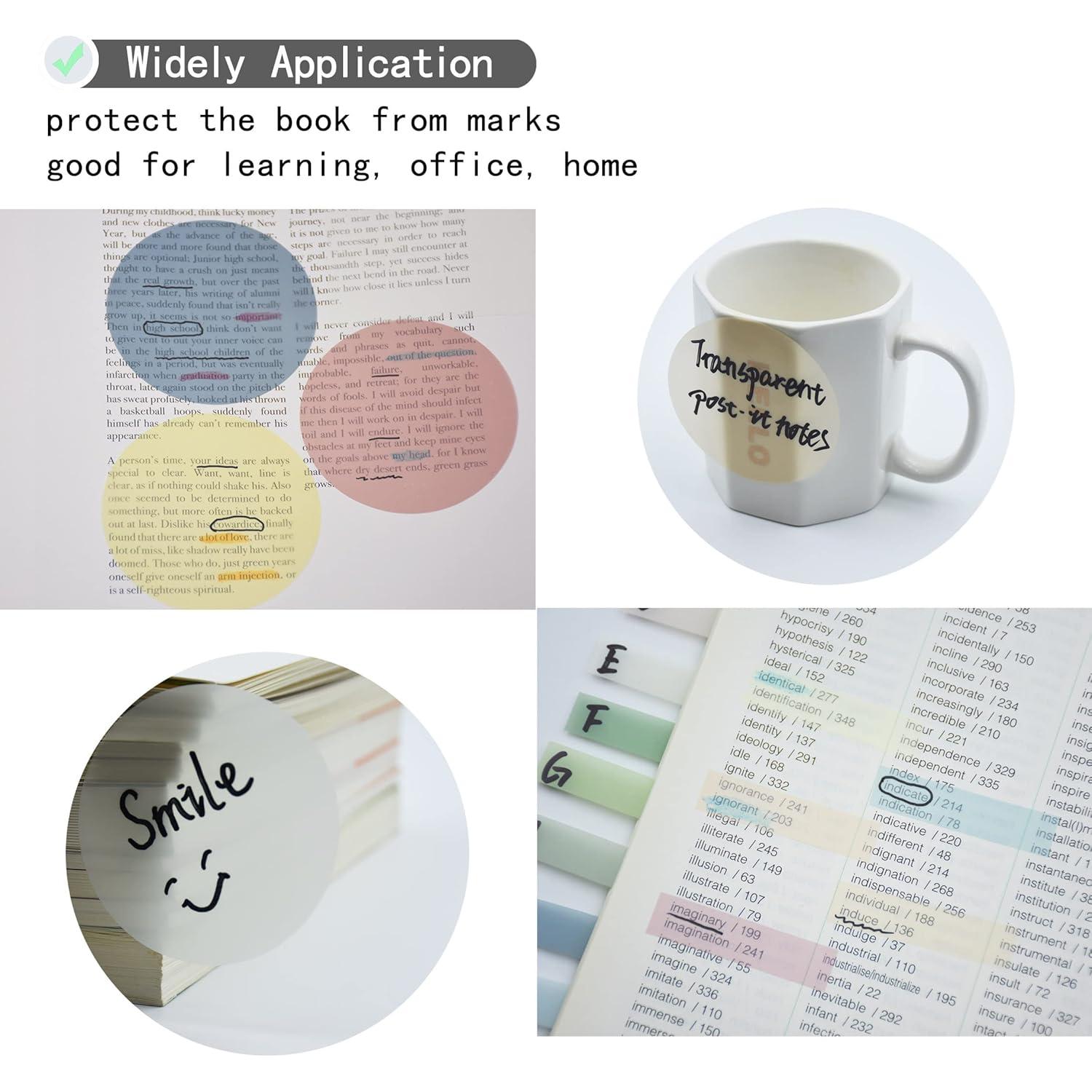 Notas Adhesivas Transparentes YOUDEFUL 800 Pcs 7cm Redondas