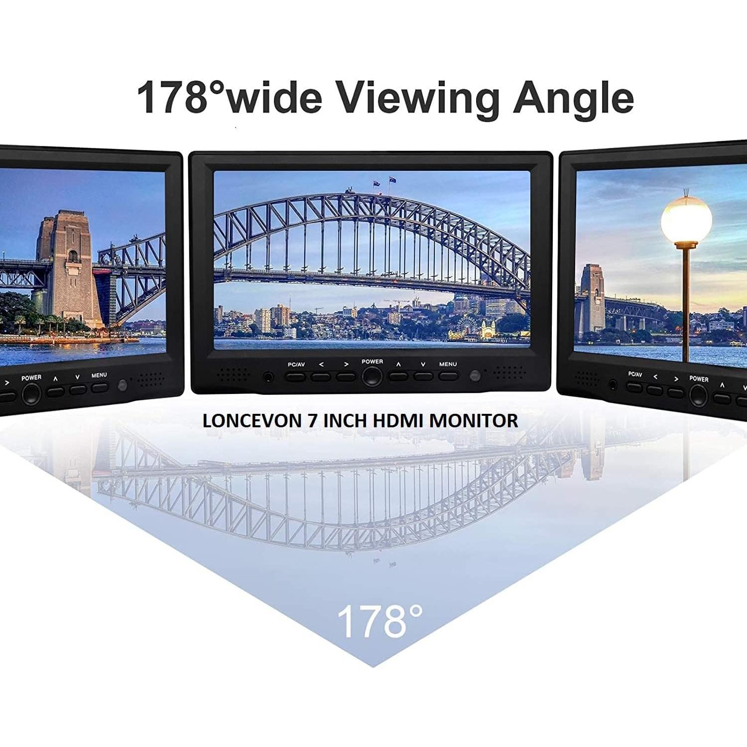 Monitor LONCEVON 7" HDMI VGA 1080P con altavoces