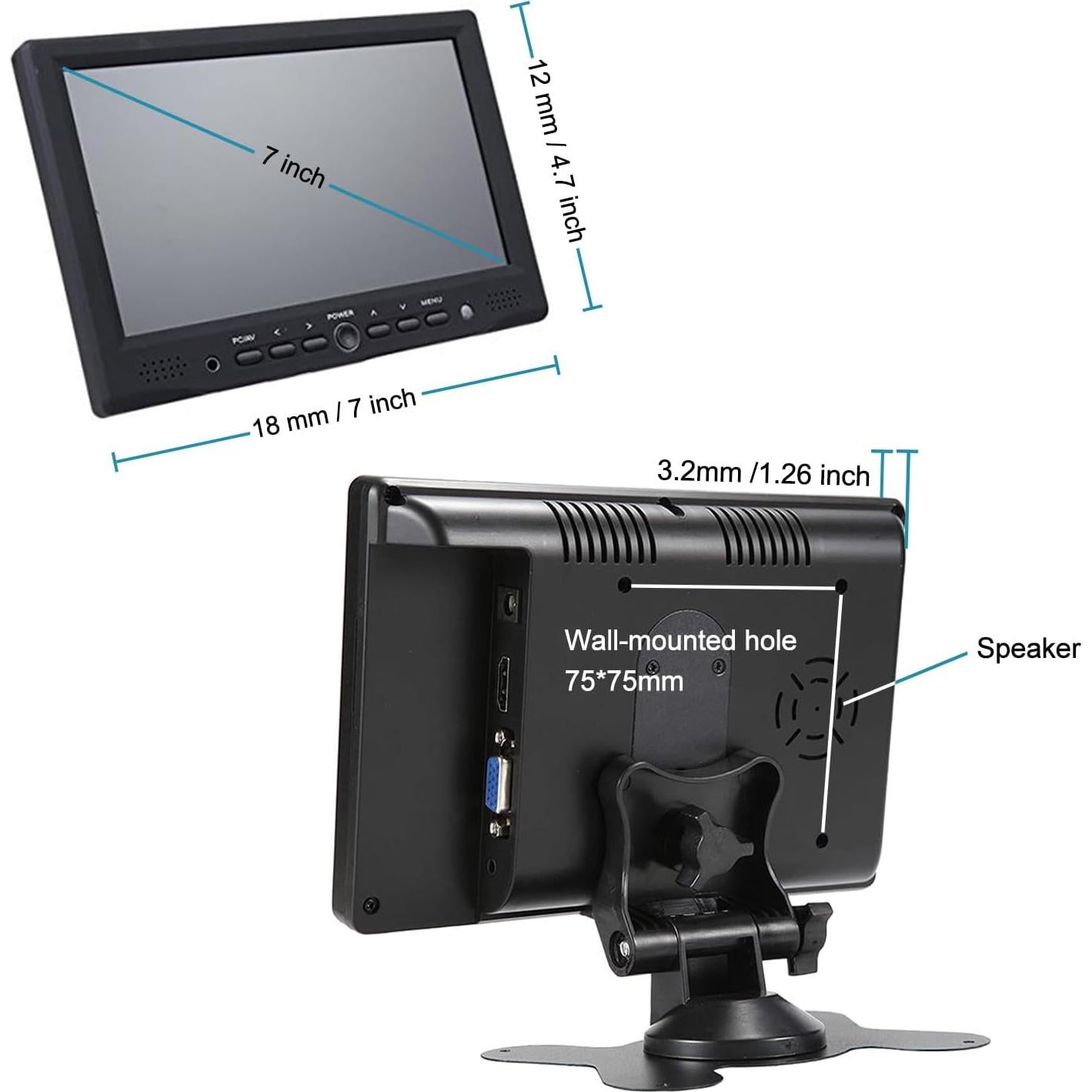Monitor LONCEVON 7" HDMI VGA 1080P con altavoces
