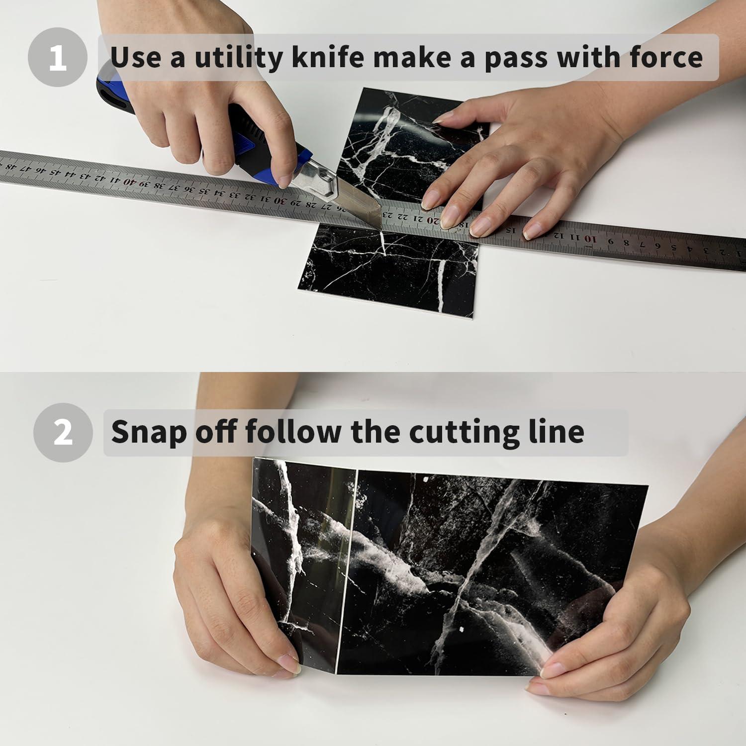 16 Azulejos Autoadhesivos de Mármol Negro 10.16x20.32 cm Adreamer90