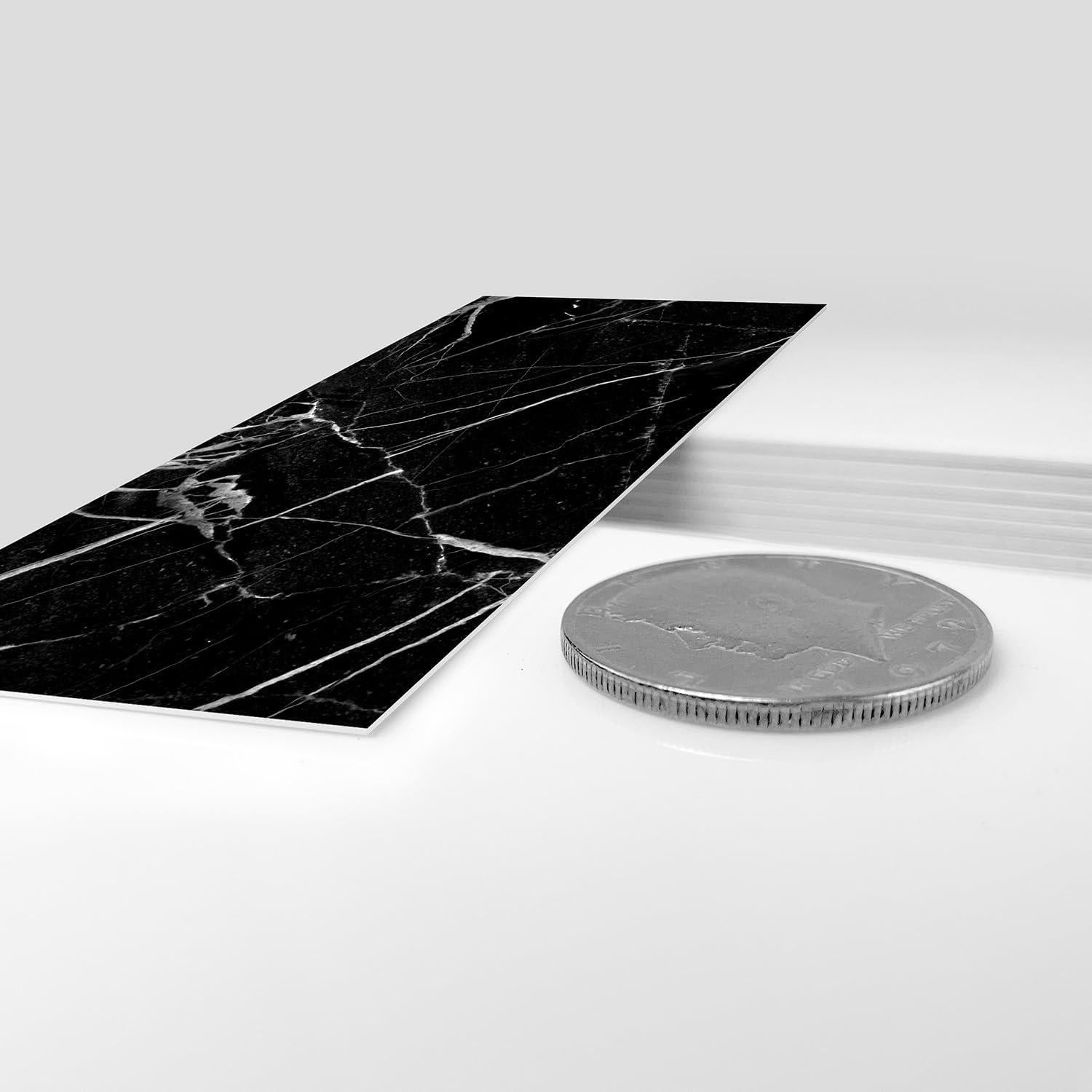 16 Azulejos Autoadhesivos de Mármol Negro 10.16x20.32 cm Adreamer90