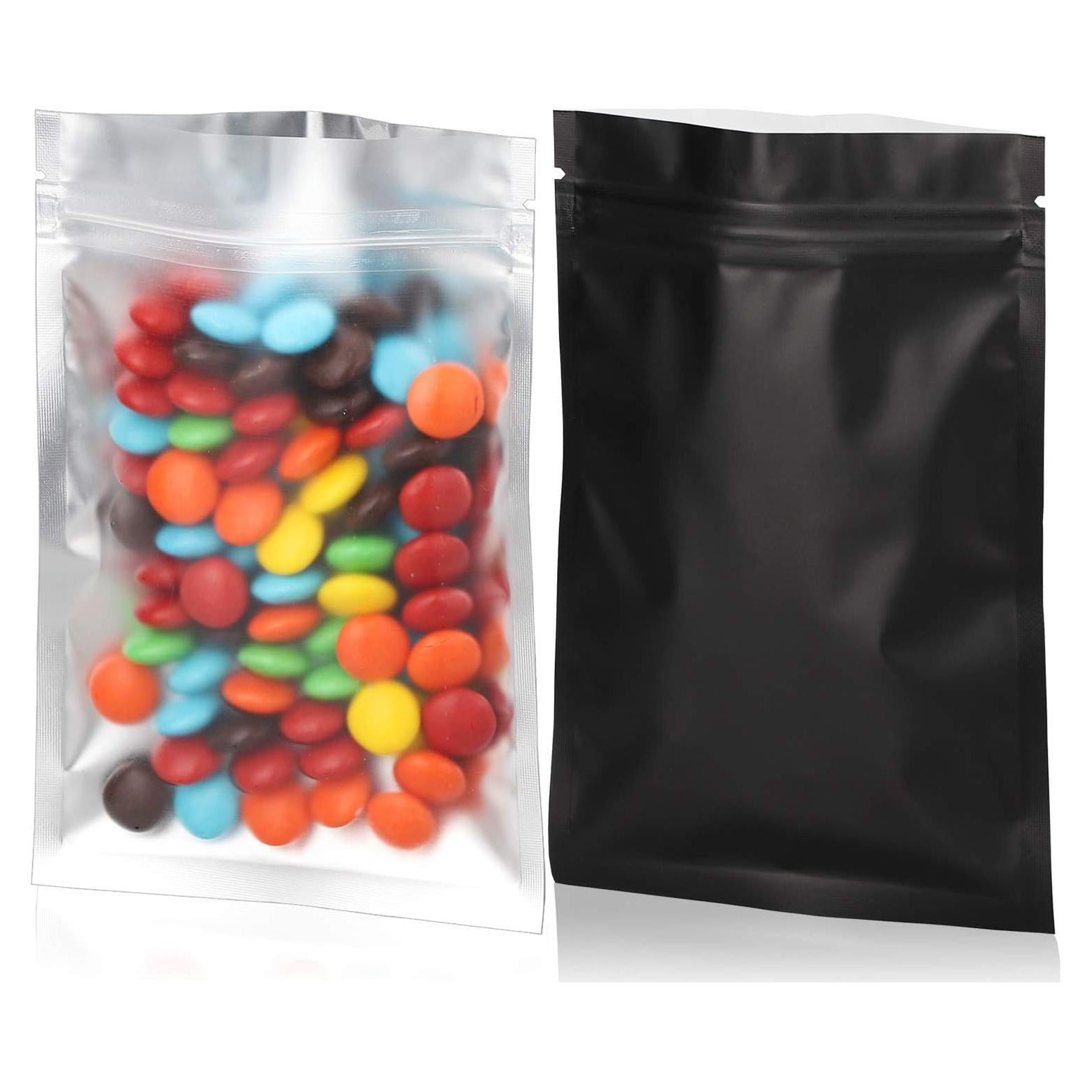 100 Bolsas Mylar Reutilizables 3x4" con Cierre de Cremallera
