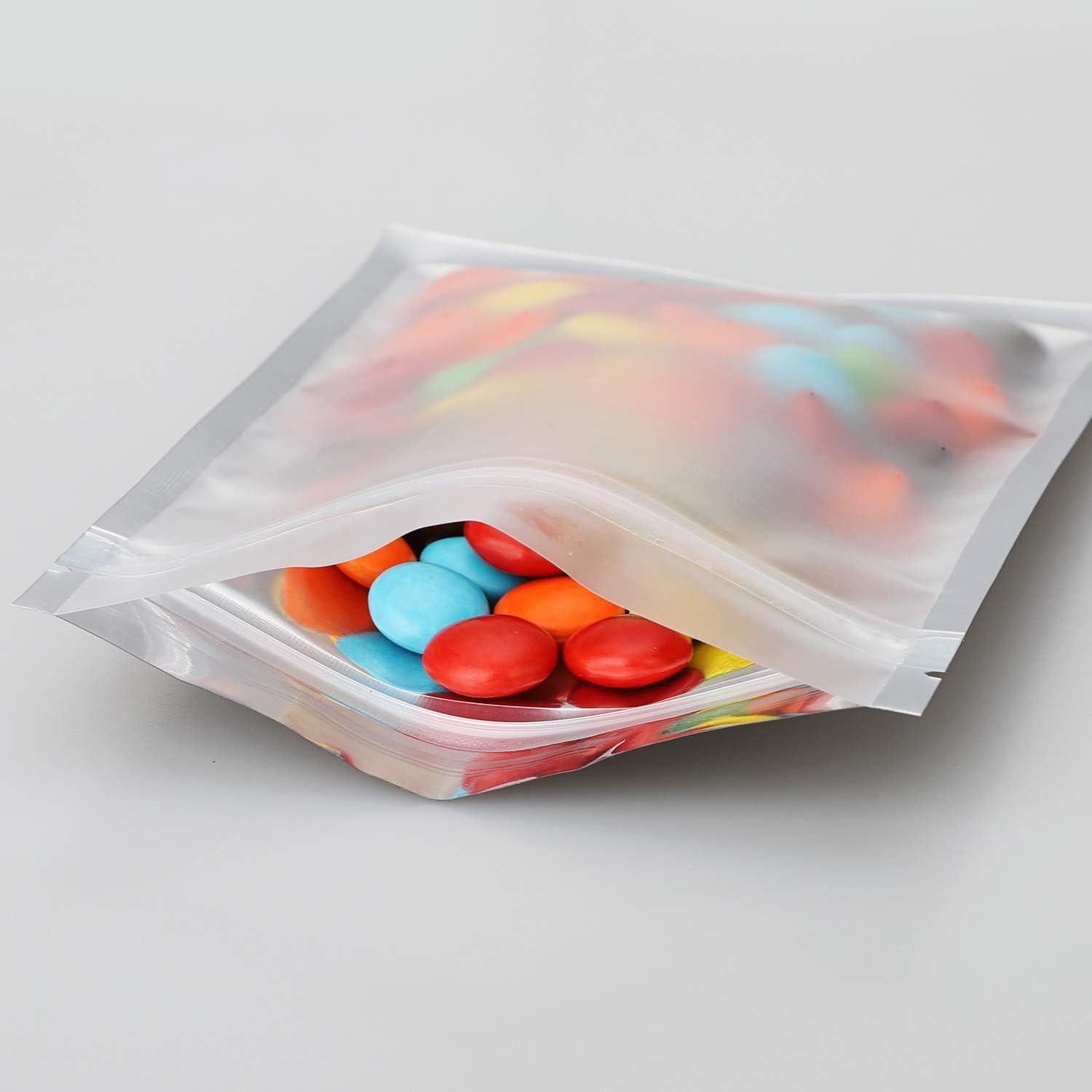 100 Bolsas Mylar Reutilizables 3x4" con Cierre de Cremallera