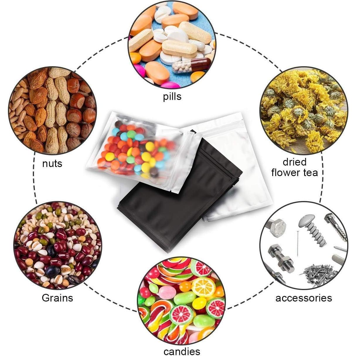 100 Bolsas Mylar Reutilizables 3x4" con Cierre de Cremallera