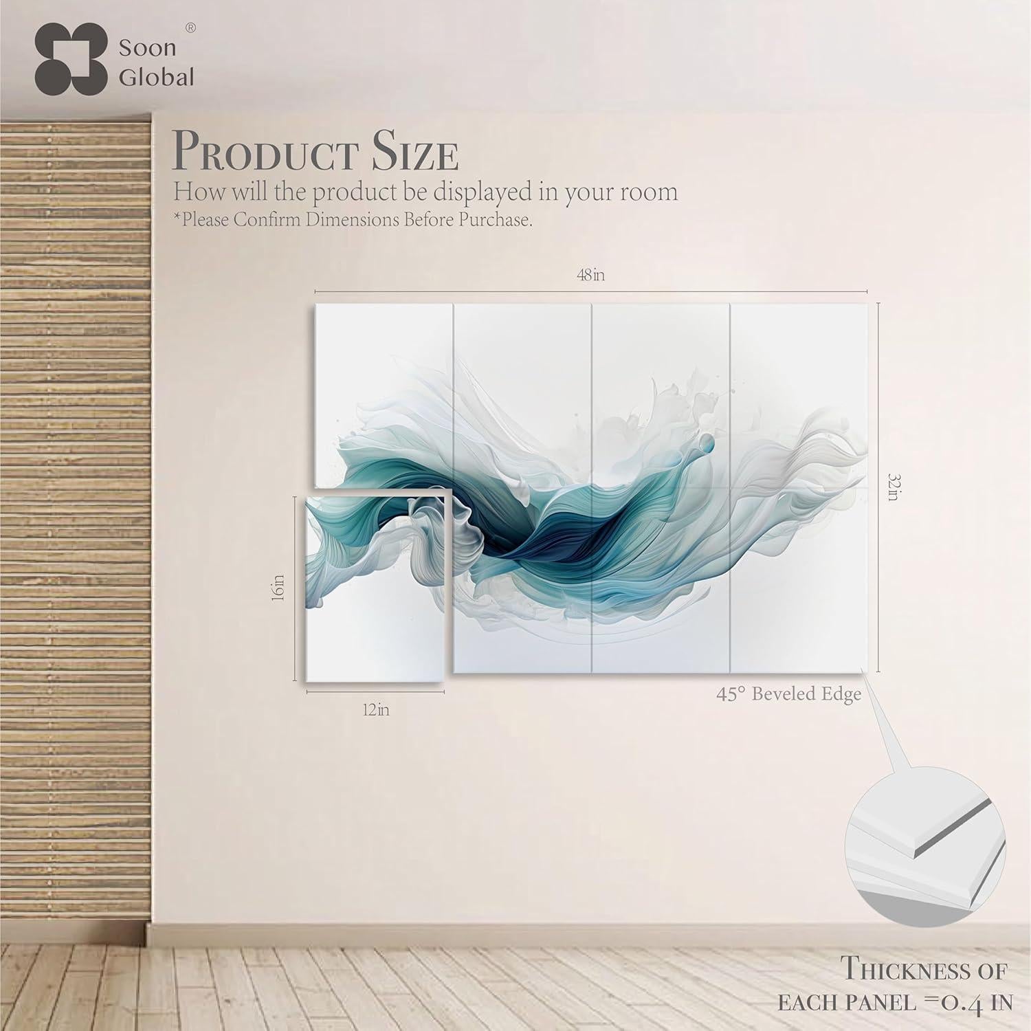 Paquete de 8 Paneles Acústicos 121.9 x 81.3 cm Iluminación Etérea