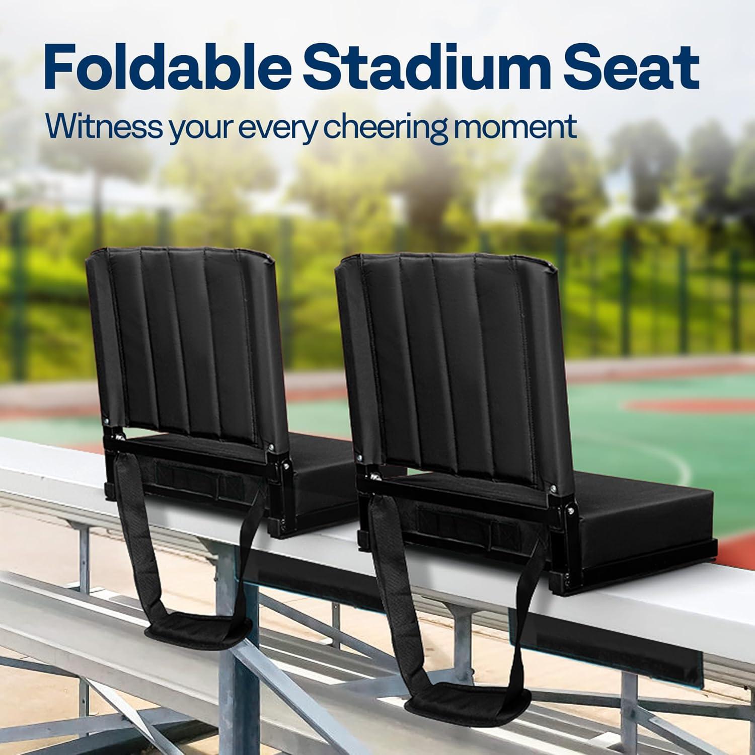 Asiento Plegable para Estadio VIVOHOME Negro con Soporte Espalda