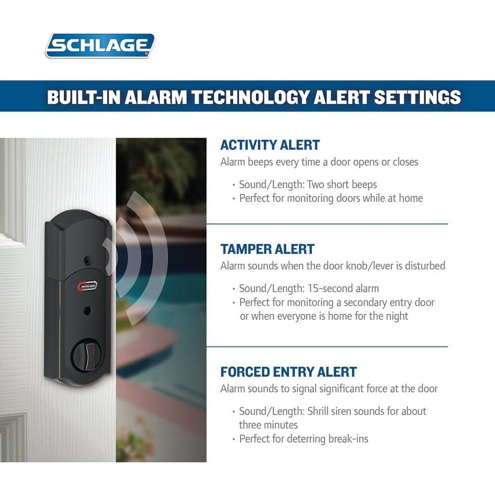 Cerradura Inteligente Schlage Connect Camelot con Alarma y Pantalla Táctil
