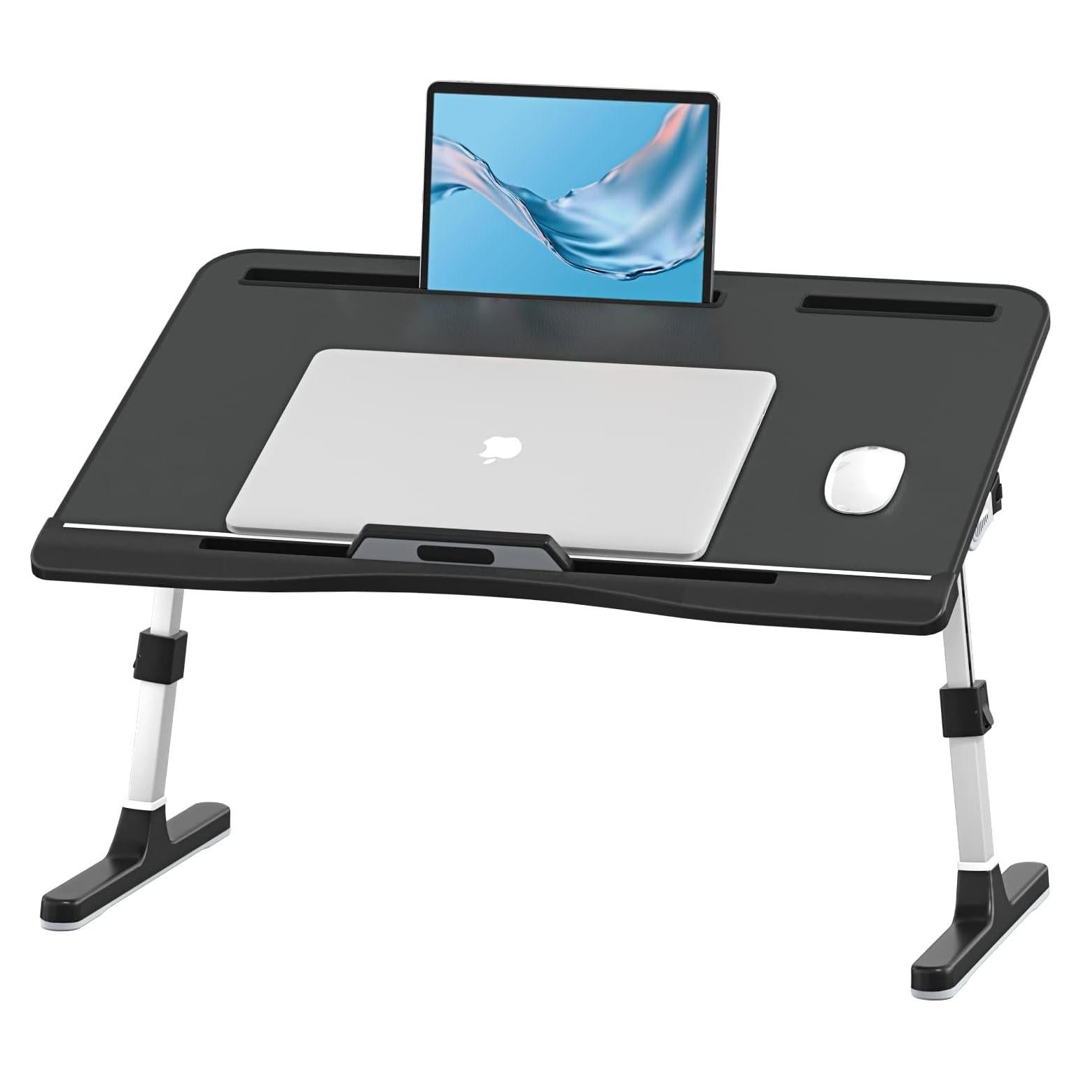 Mesa de bandeja para cama KLEAR ajustable negra 60x34cm