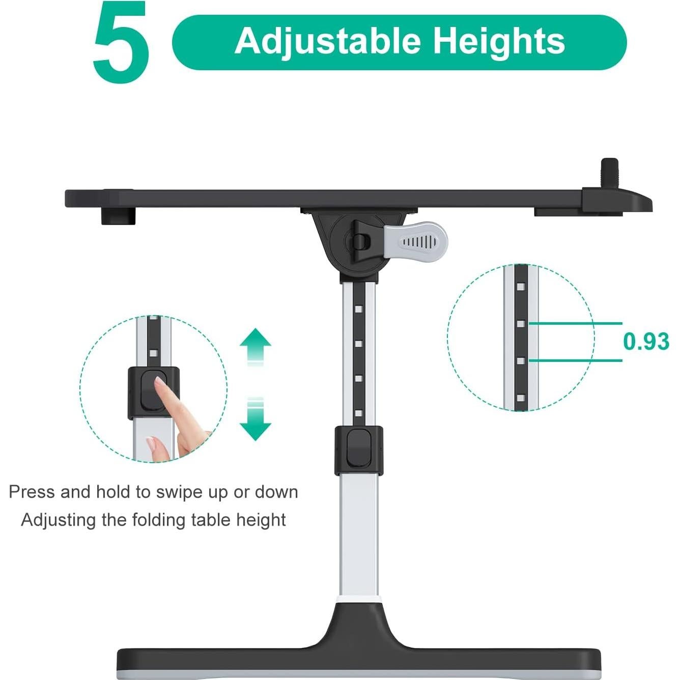 Mesa de bandeja para cama KLEAR ajustable negra 60x34cm