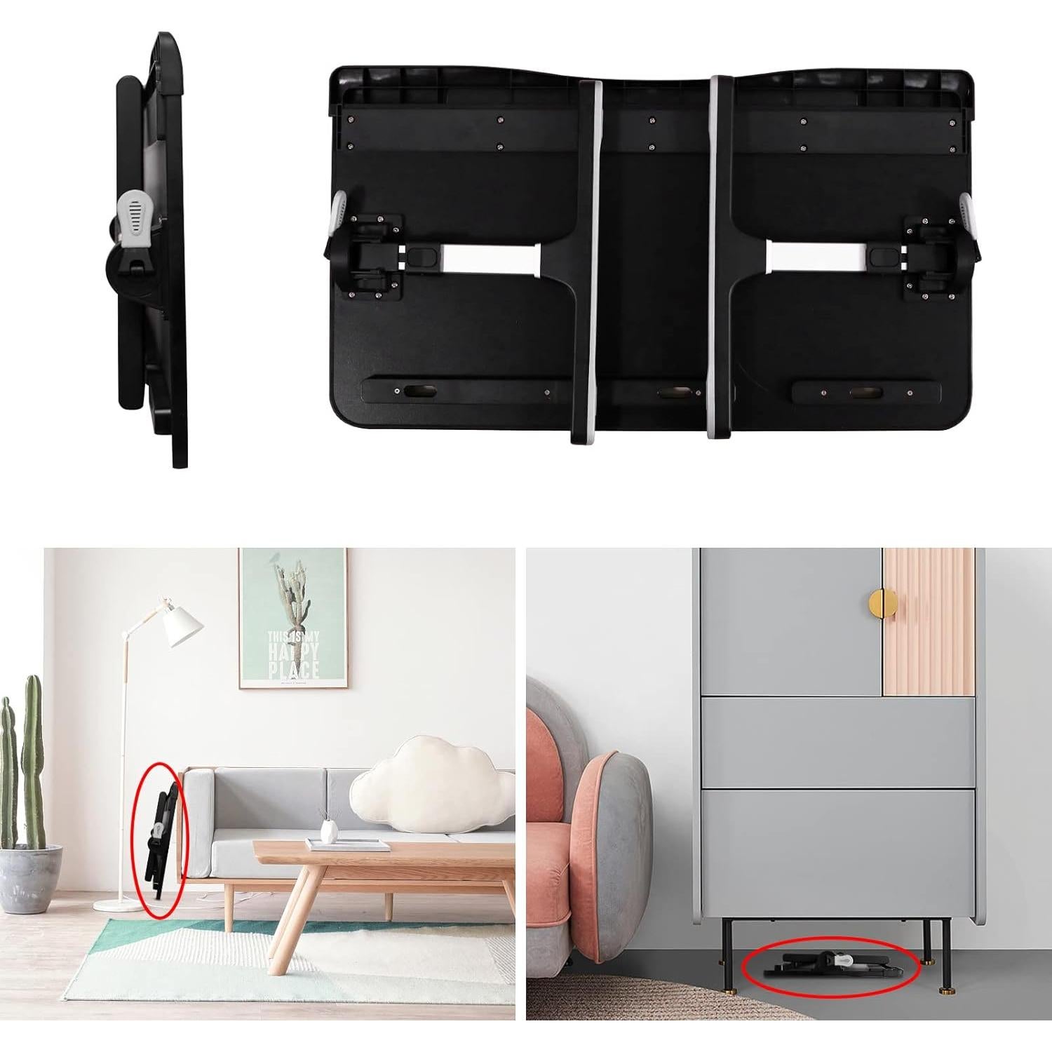 Mesa de bandeja para cama KLEAR ajustable negra 60x34cm