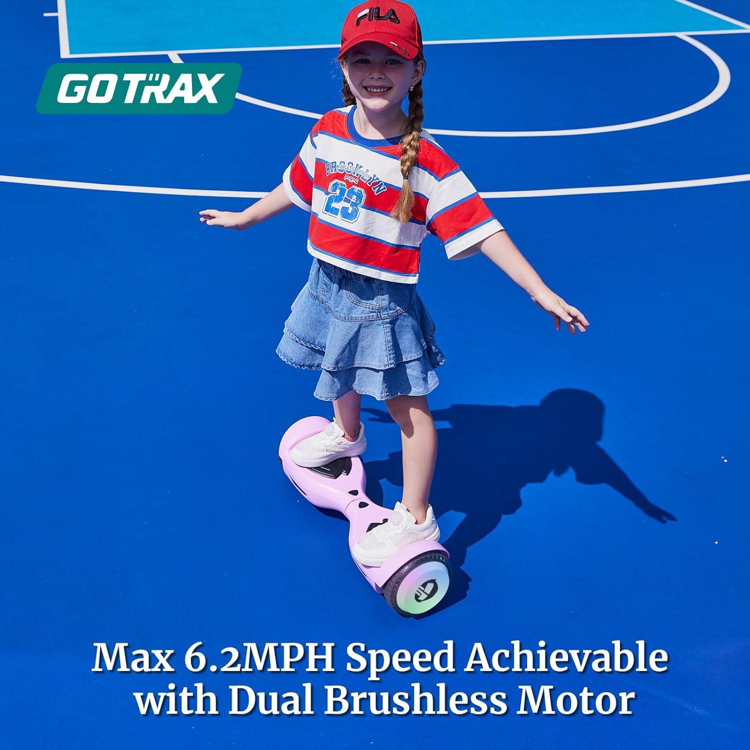 Gotrax Hoverboard with 6.5" LED Wheels & Headlight, Max 4/5 Miles Range, 6.2mph Power by Dual Brushless Motor, UL2272 Certified and 50.4Wh/65.52Wh Battery Self Balancing Scooters for 44-176lbs Kids