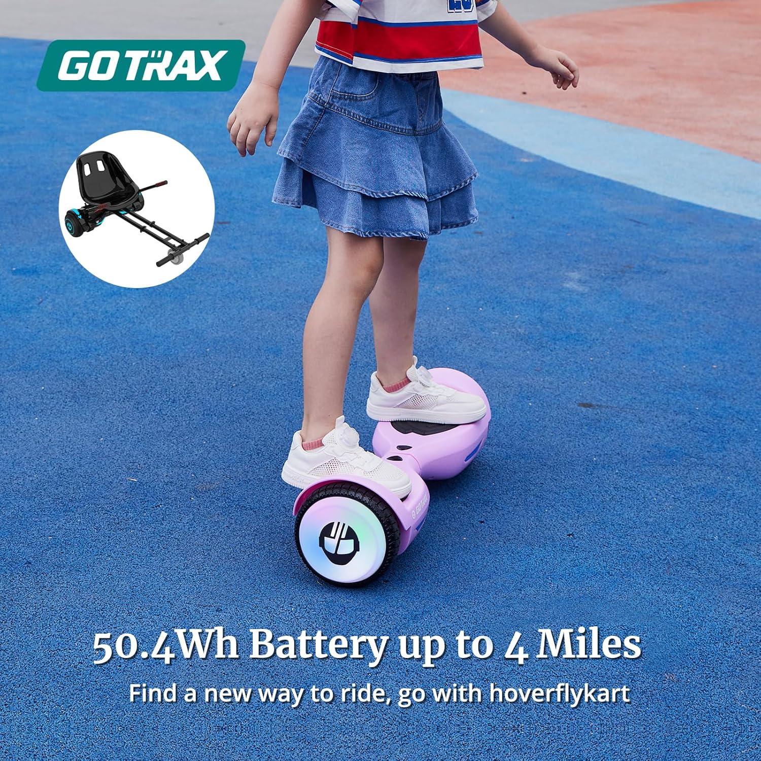 Gotrax Hoverboard with 6.5" LED Wheels & Headlight, Max 4/5 Miles Range, 6.2mph Power by Dual Brushless Motor, UL2272 Certified and 50.4Wh/65.52Wh Battery Self Balancing Scooters for 44-176lbs Kids