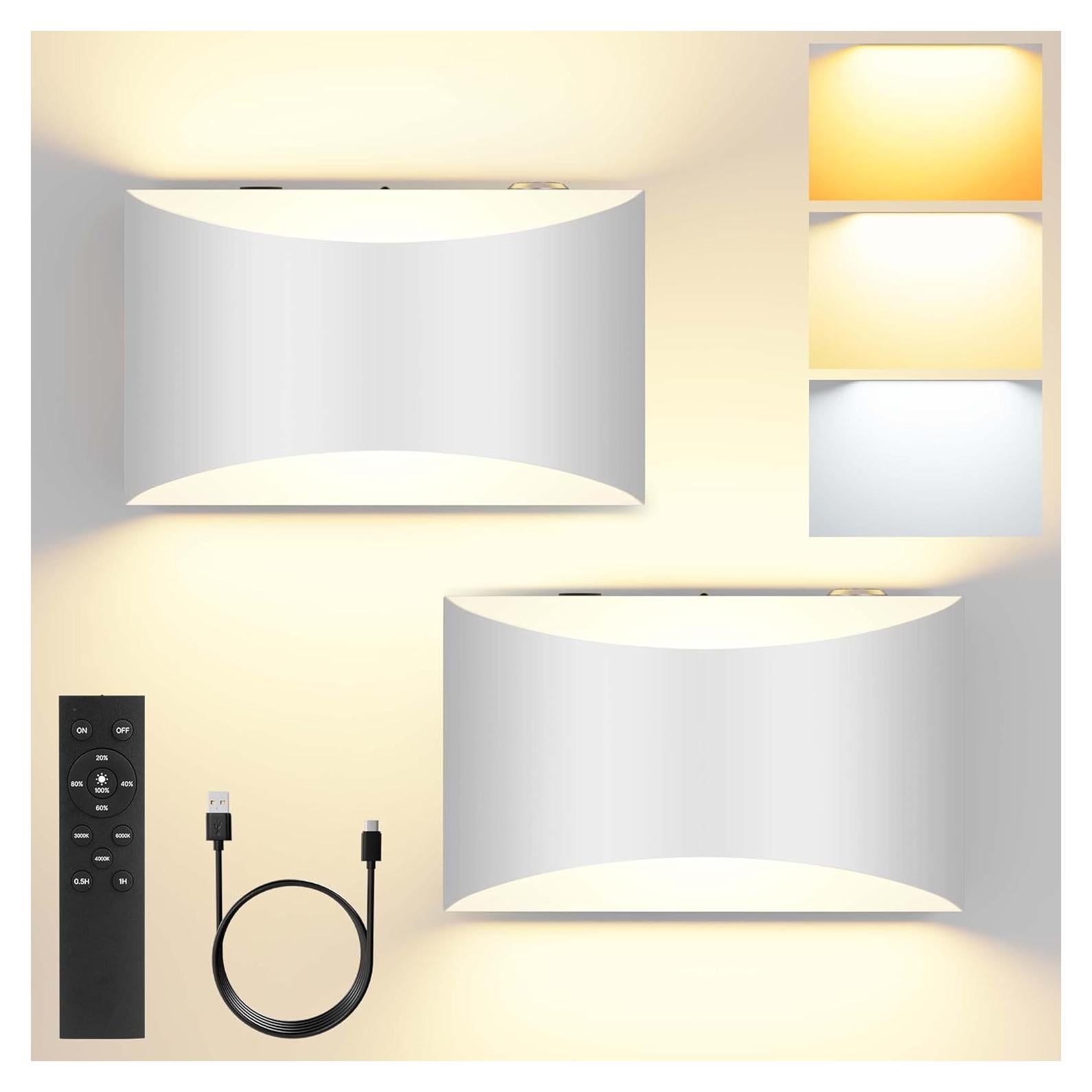 Apliques de Pared Inalámbricos FOLKSMATE Set de 2 Recargables