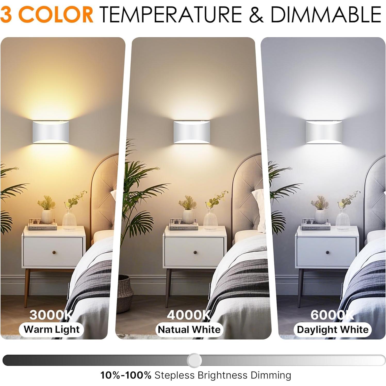 Apliques de Pared Inalámbricos FOLKSMATE Set de 2 Recargables