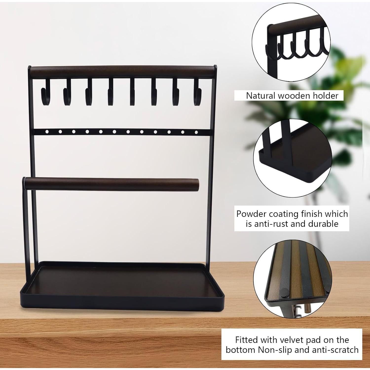 Organizador de Joyería Sanshaoye Negro 3 Niveles para Collares