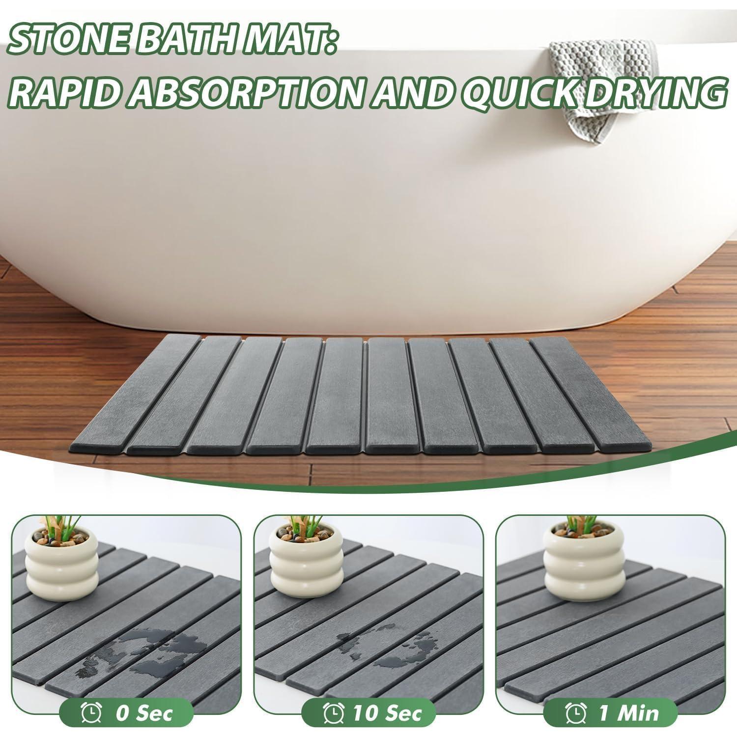 Alfombrilla de Baño de Piedra KvyusFlourish 38x15 cm Gris