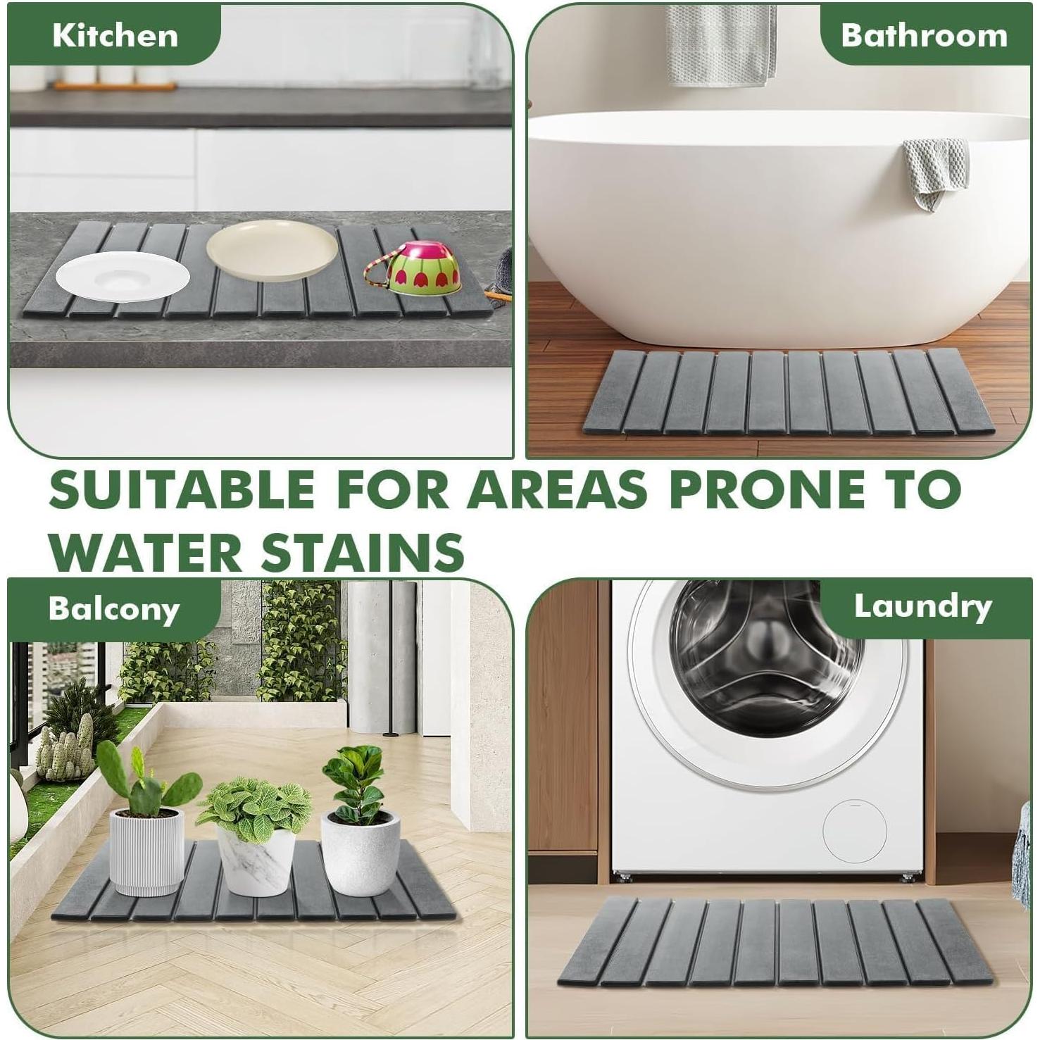 Alfombrilla de Baño de Piedra KvyusFlourish 38x15 cm Gris