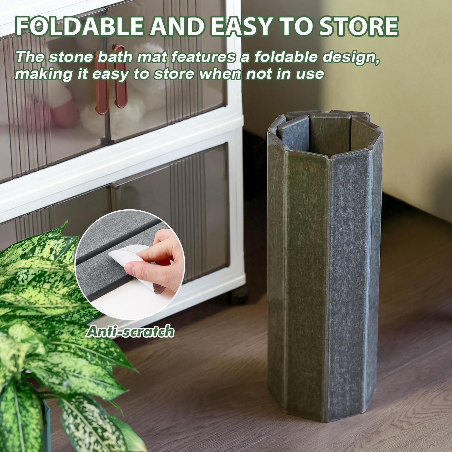 Alfombrilla de Baño de Piedra KvyusFlourish 38x15 cm Gris