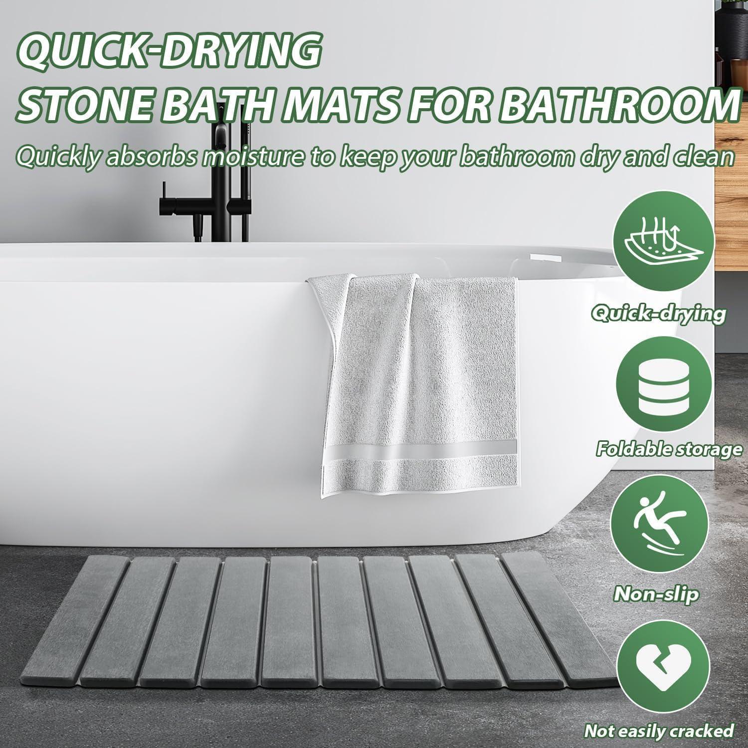 Alfombrilla de Baño de Piedra KvyusFlourish 38x15 cm Gris