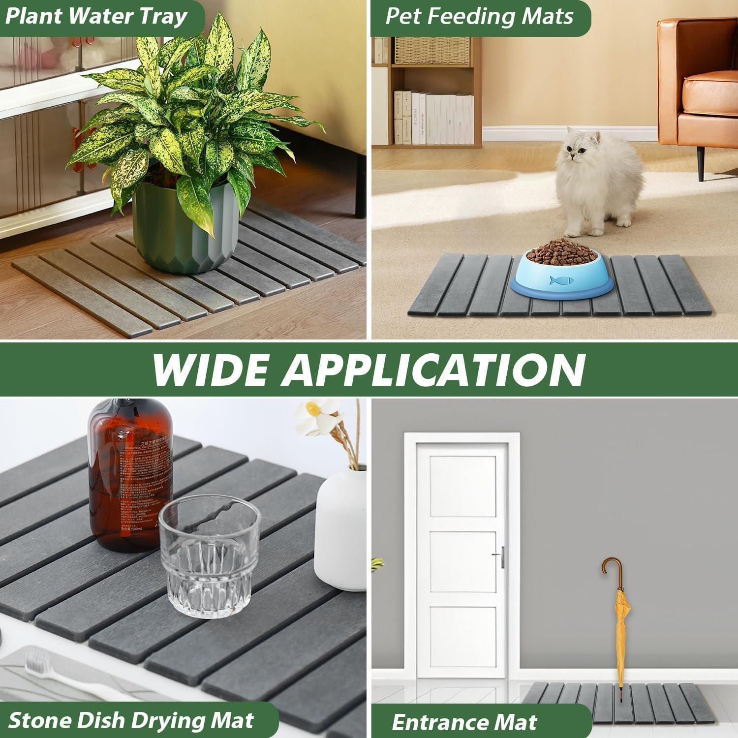 Alfombrilla de Baño de Piedra KvyusFlourish 38x15 cm Gris