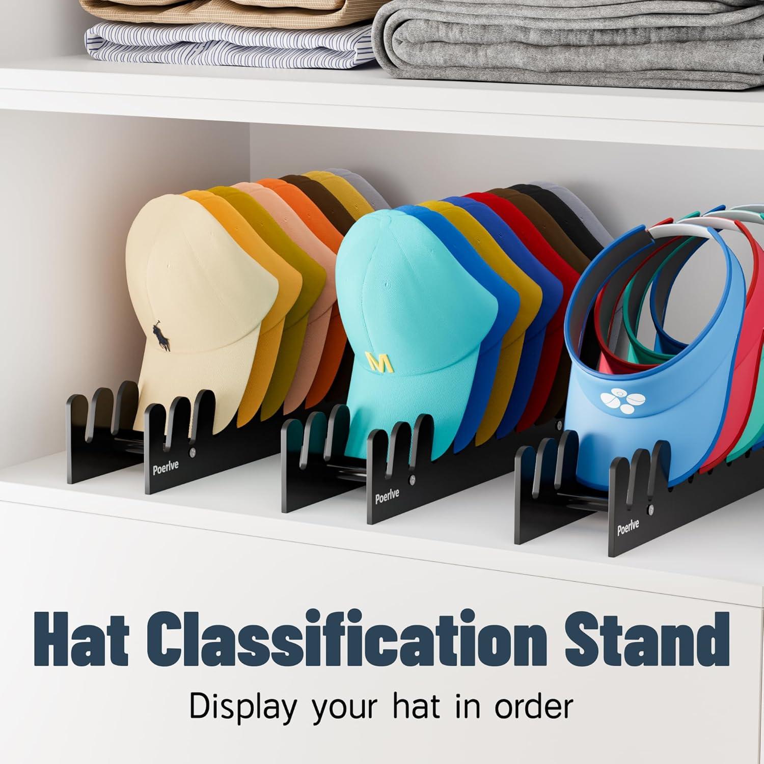 Organizador de Sombreros Poerlve Acrílico Negro 10 Gorras